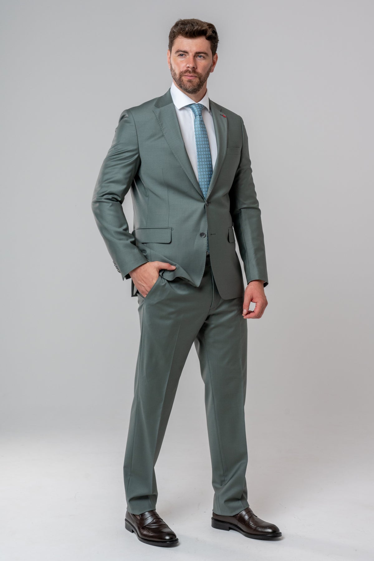 COSTUM D'S DAMAT SLIM FIT - Mușchi Întunecat
