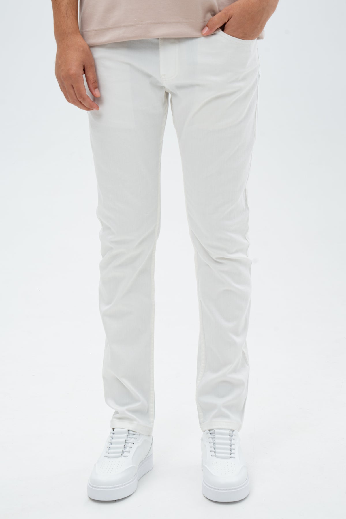 PANTALONI CASUAL SLIM FIT D'S DAMAT - Ecru