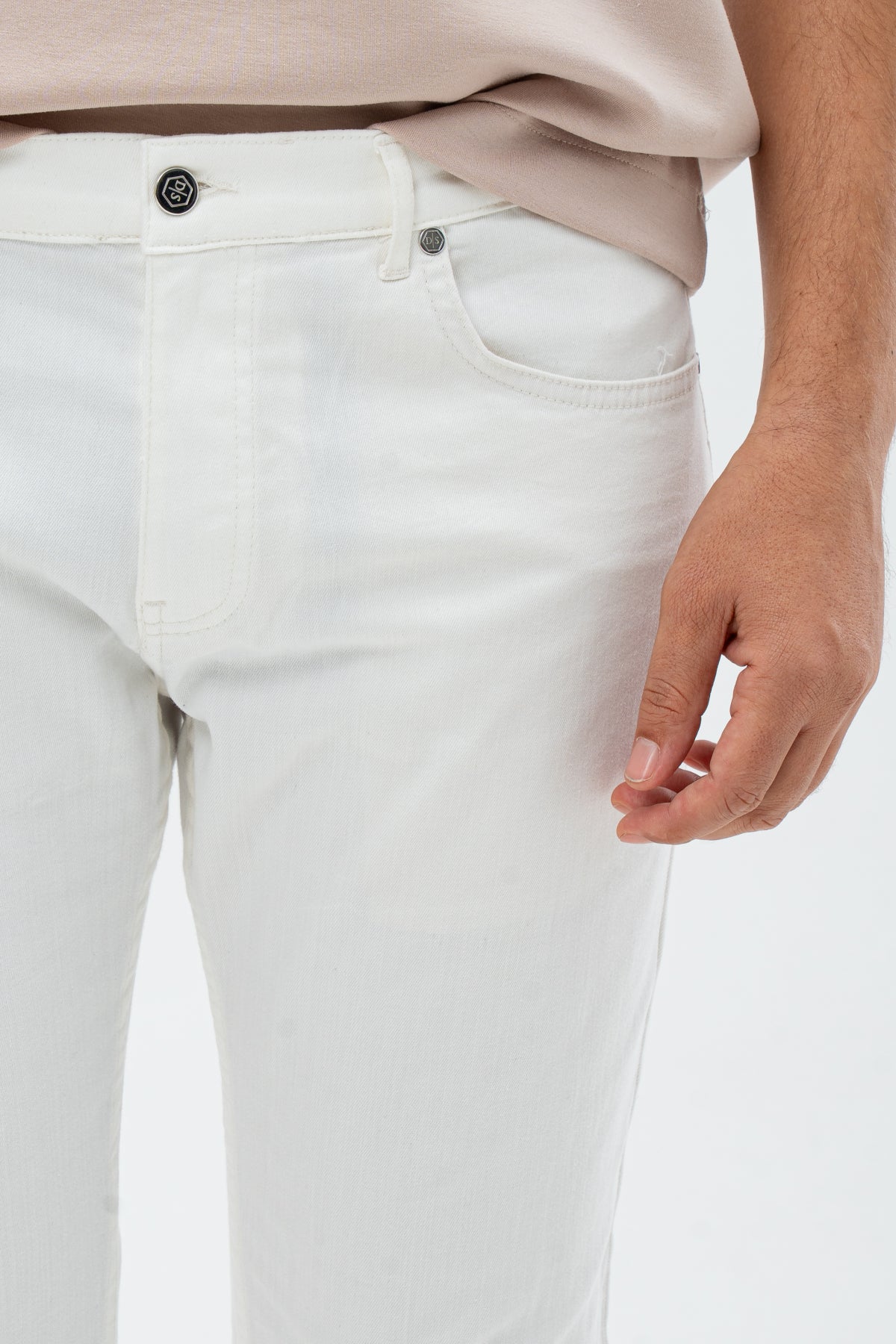 PANTALONI CASUAL SLIM FIT D'S DAMAT - Ecru