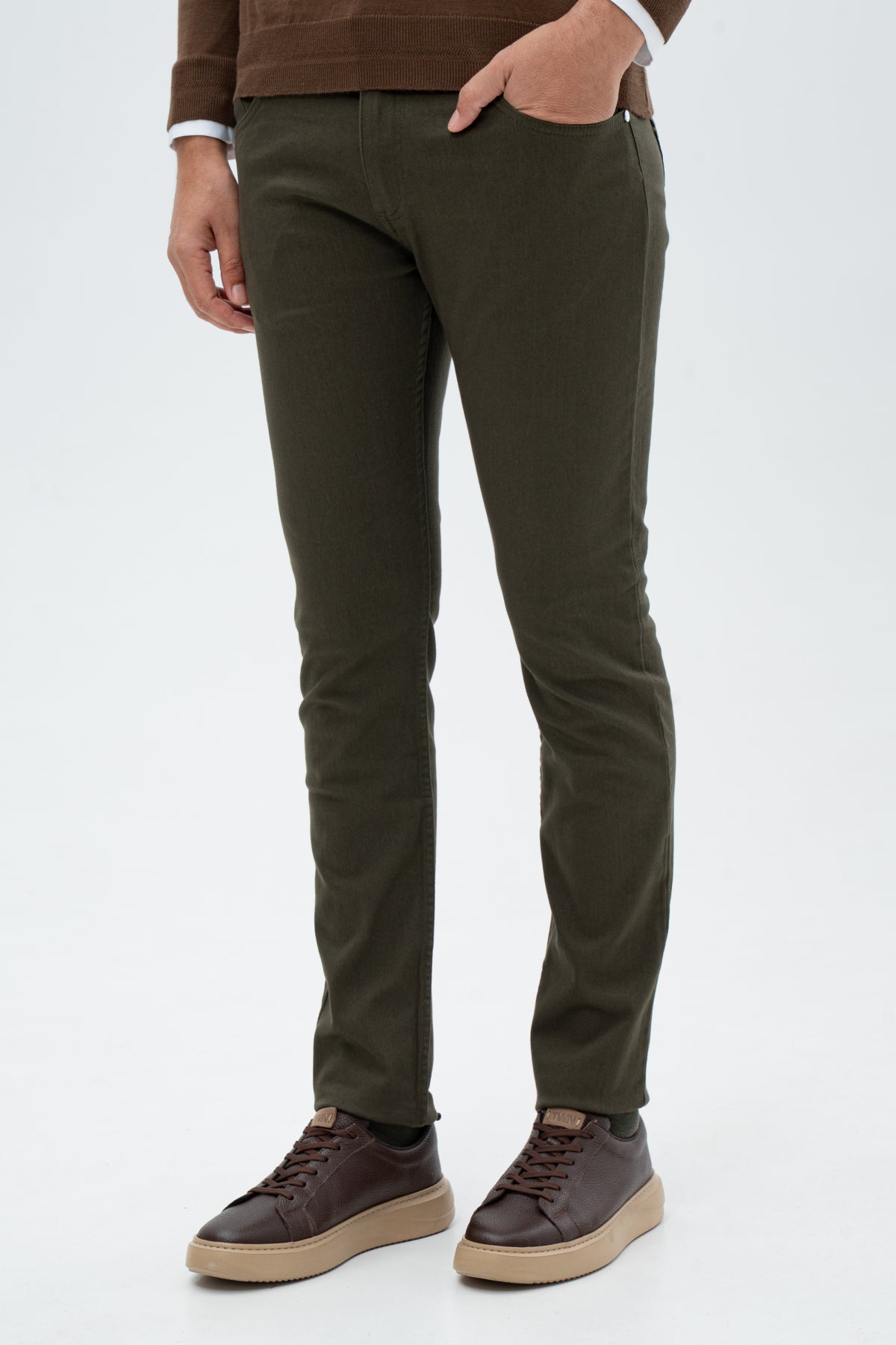 PANTALONI CASUAL SLIM FIT D'S DAMAT - Kaki