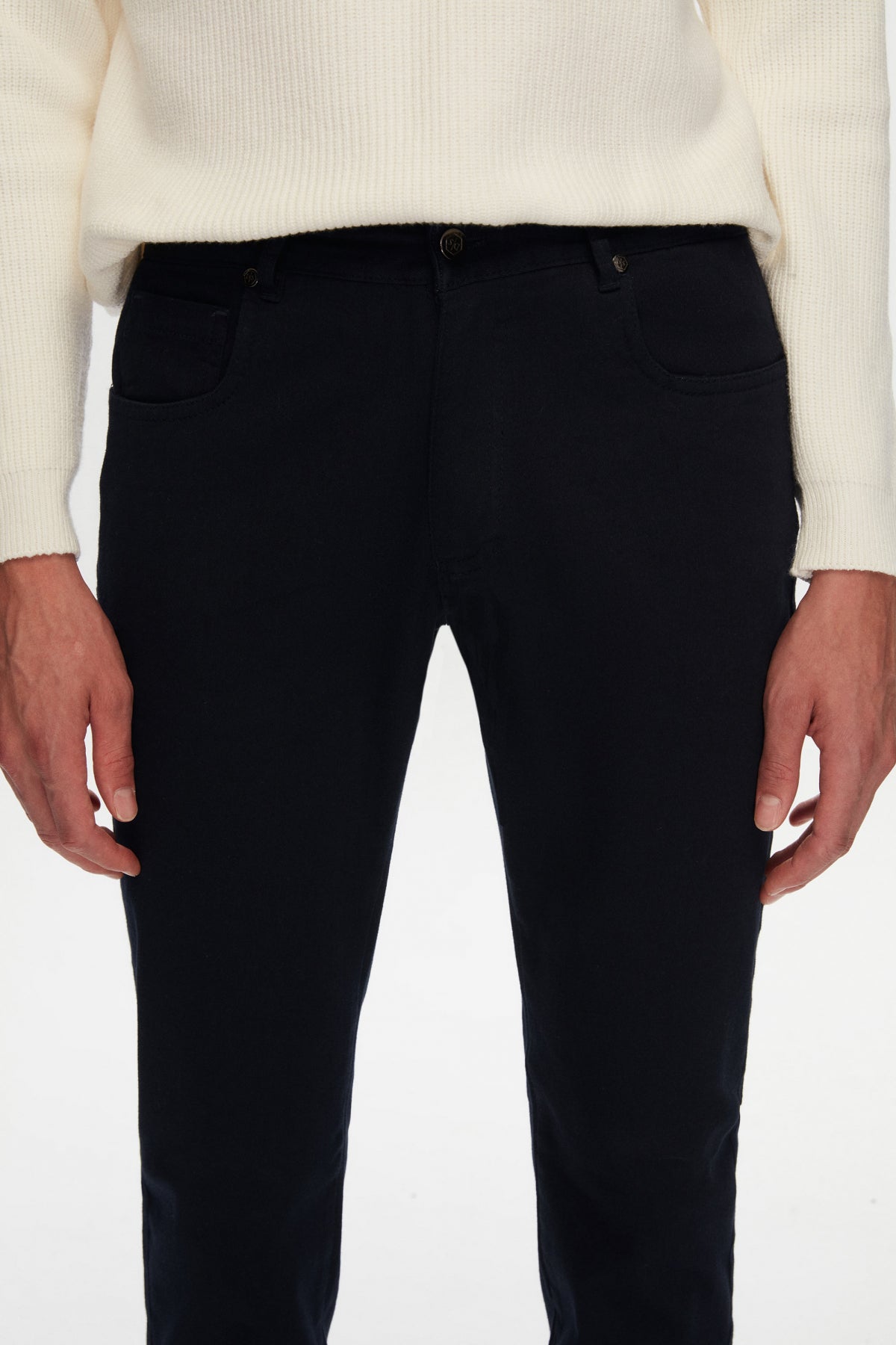 PANTALONI CASUAL SLIM FIT D'S DAMAT - Bleumarin