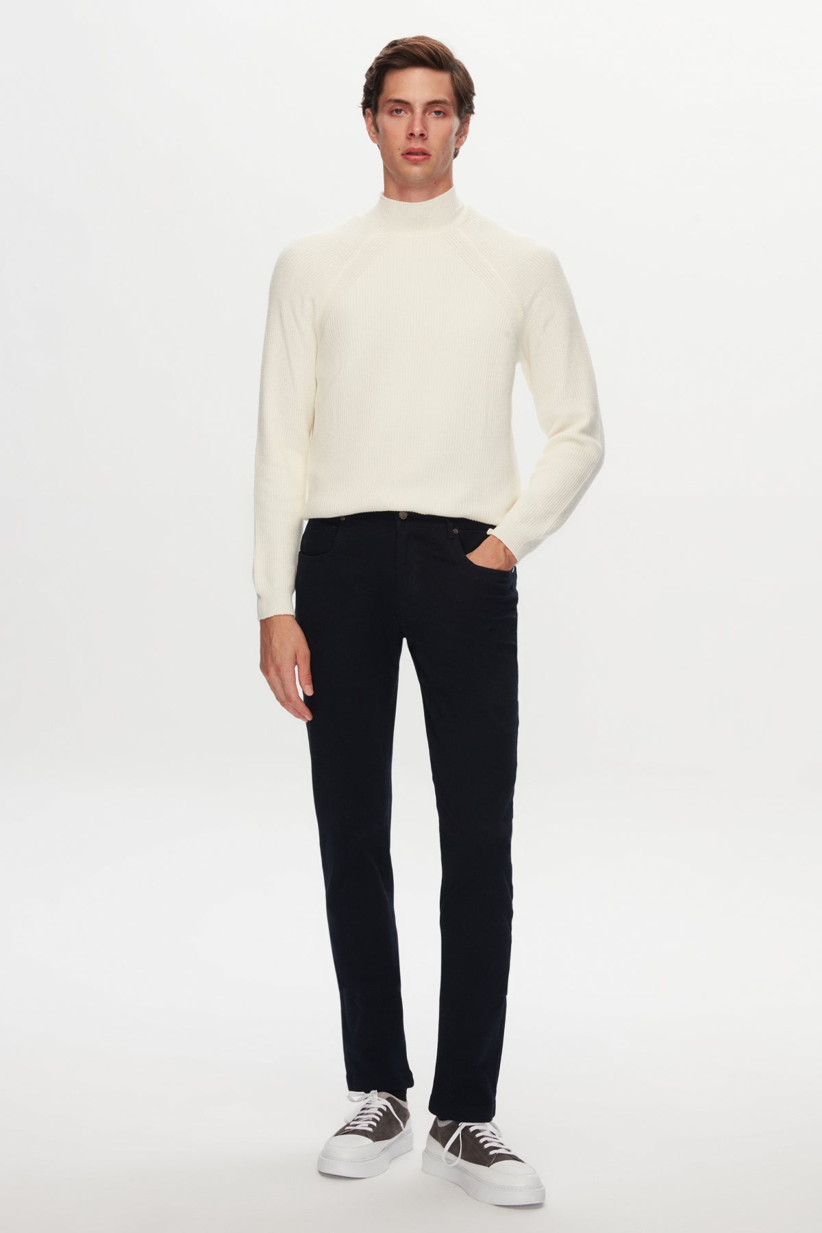 PANTALONI CASUAL SLIM FIT D'S DAMAT - Bleumarin
