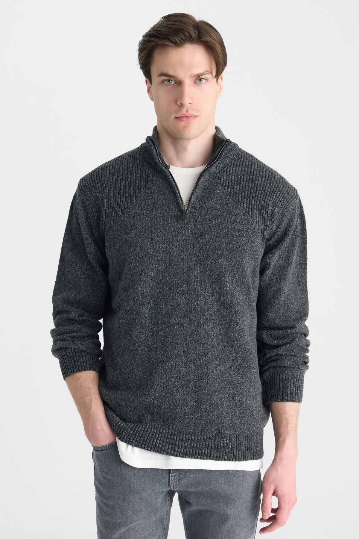 PULOVER REGULAR FIT D'S DAMAT - Antracit