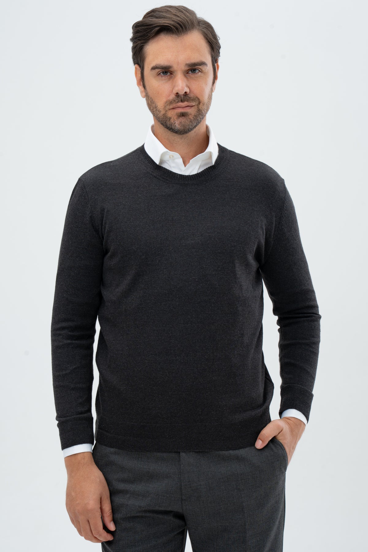 PULOVER REGULAR FIT D'S DAMAT - Antracit