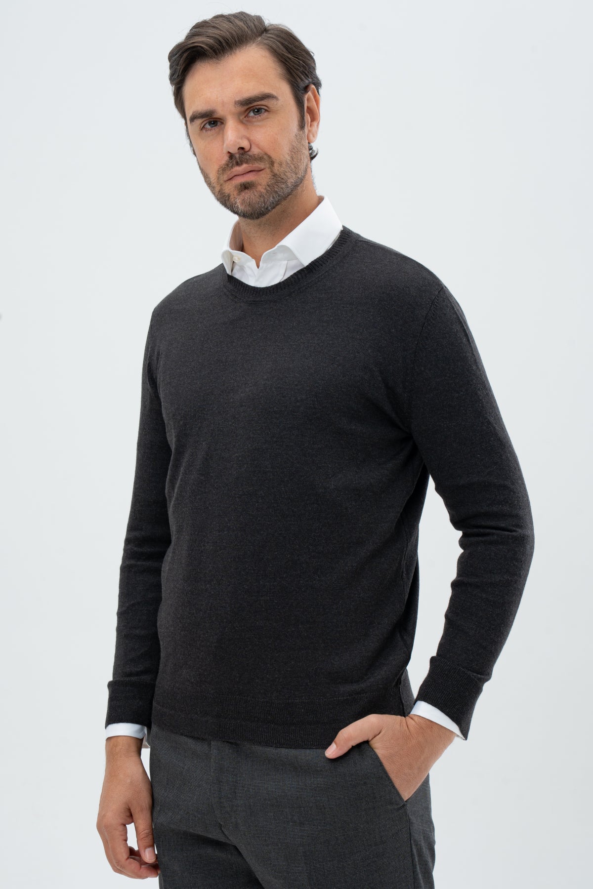 PULOVER REGULAR FIT D'S DAMAT - Antracit