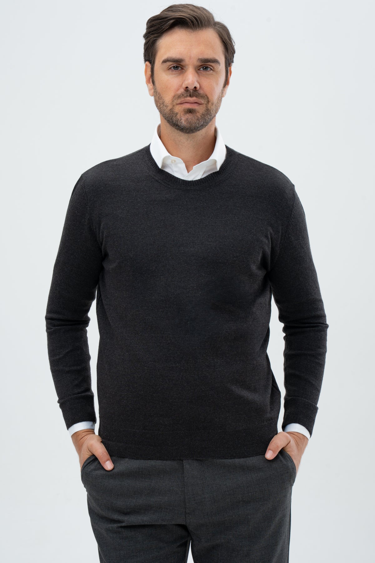 PULOVER REGULAR FIT D'S DAMAT - Antracit