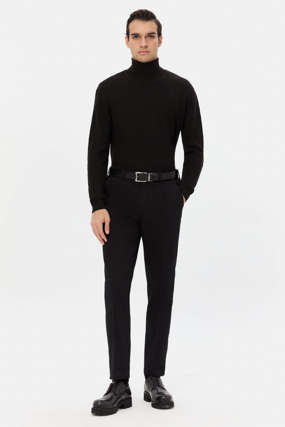 PULOVER REGULAR FIT D'S DAMAT - Negru