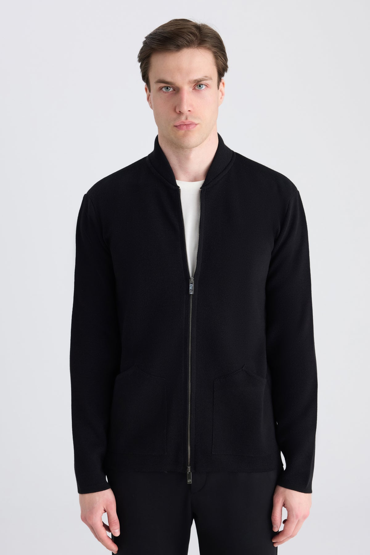 CARDIGAN REGULAR FIT D'S DAMAT - Negru