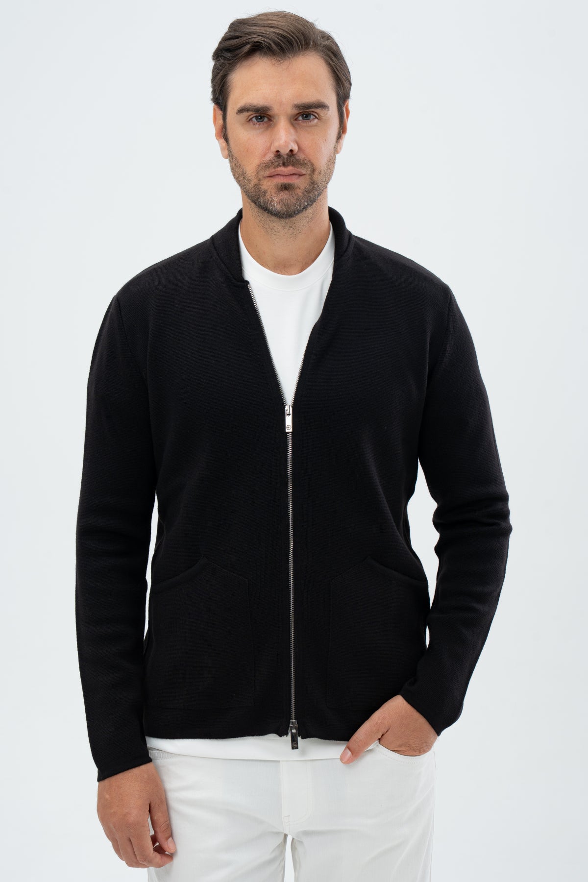 CARDIGAN REGULAR FIT D'S DAMAT - Negru