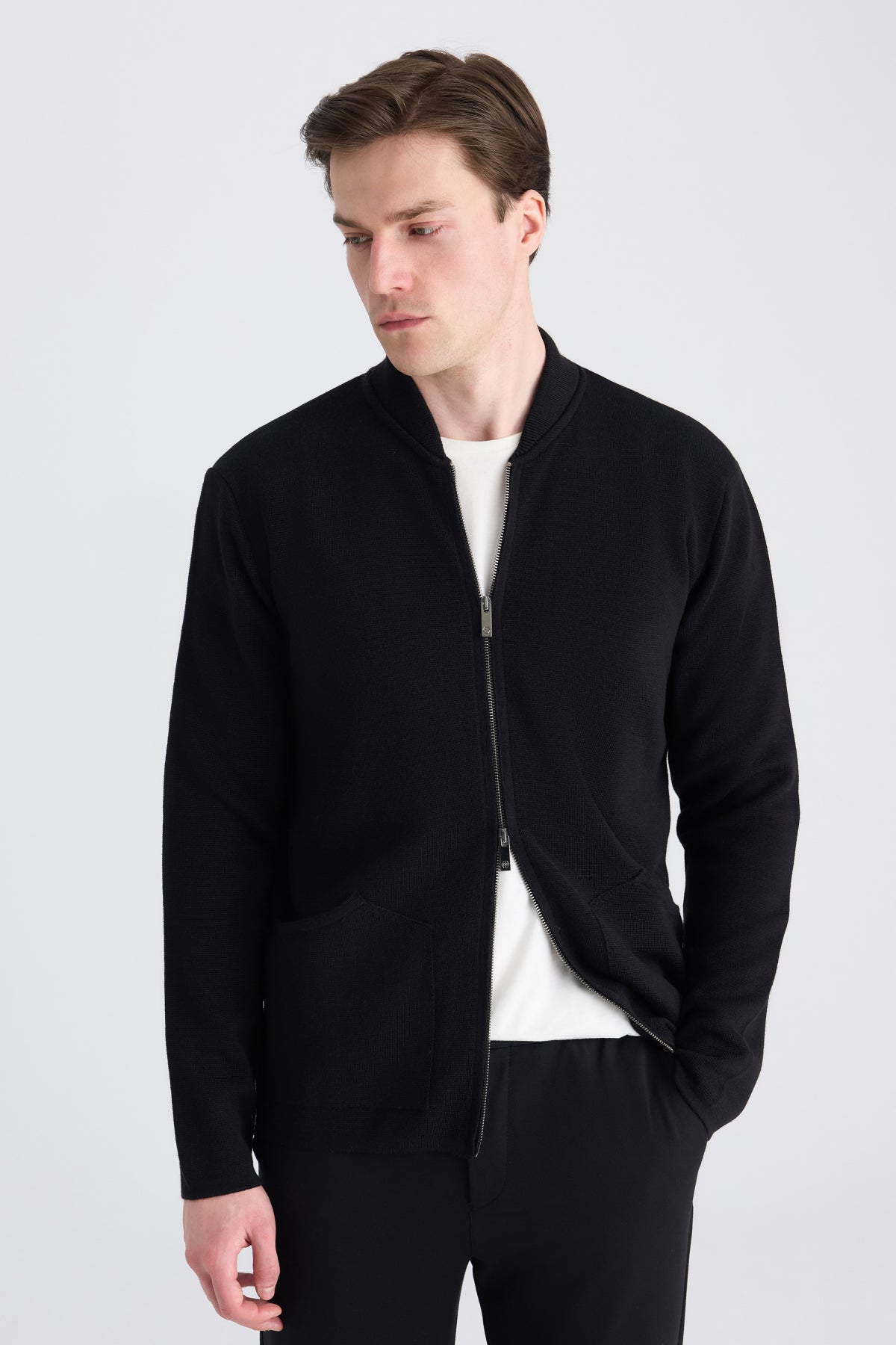 CARDIGAN REGULAR FIT D'S DAMAT - Negru
