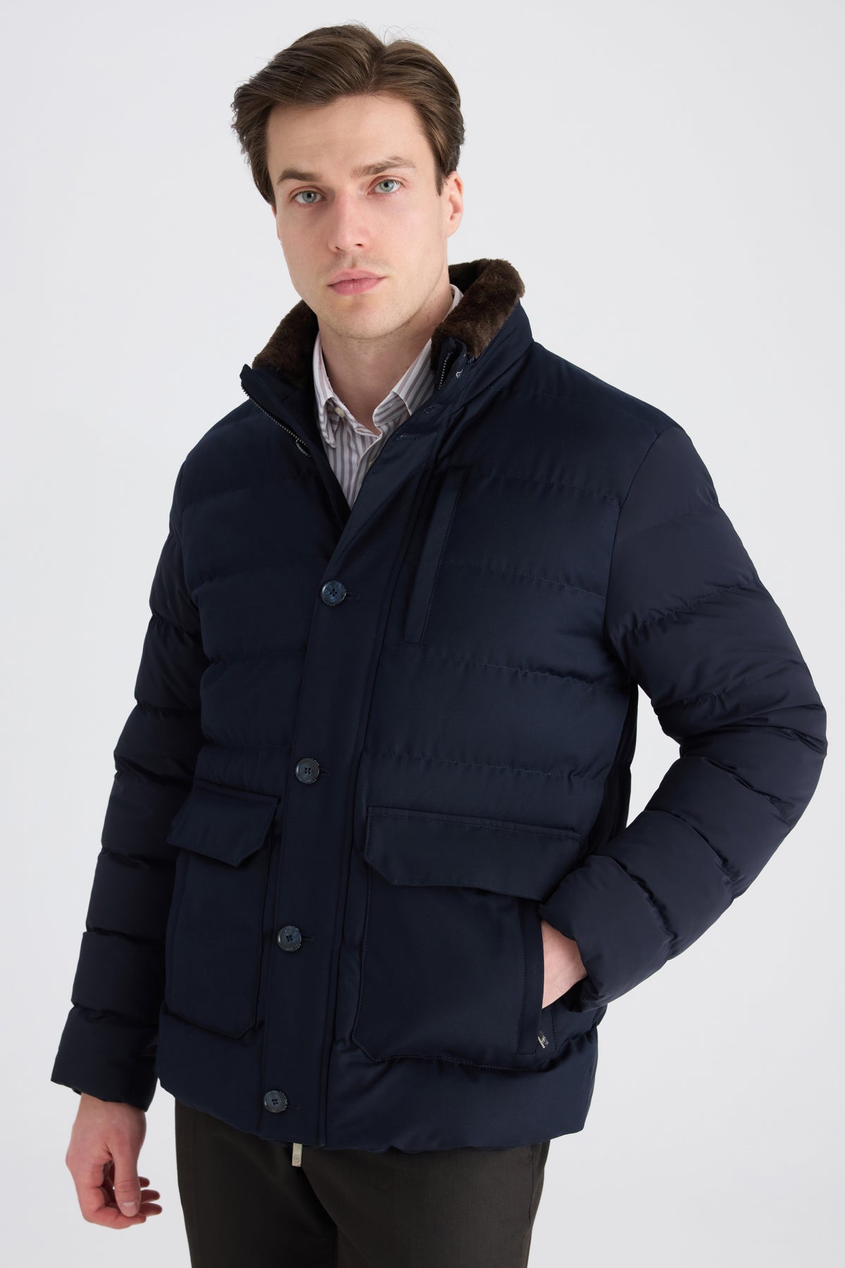 GEACA REGULAR FIT D'S DAMAT - Bleumarin