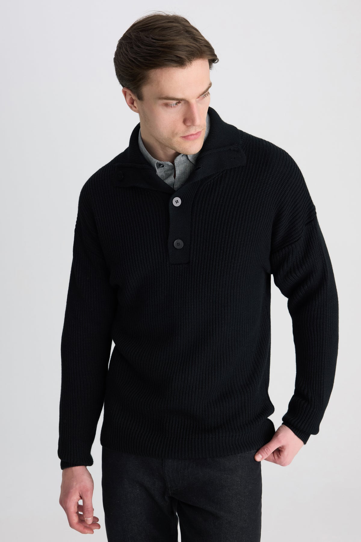 PULOVER REGULAR FIT D'S DAMAT - Negru