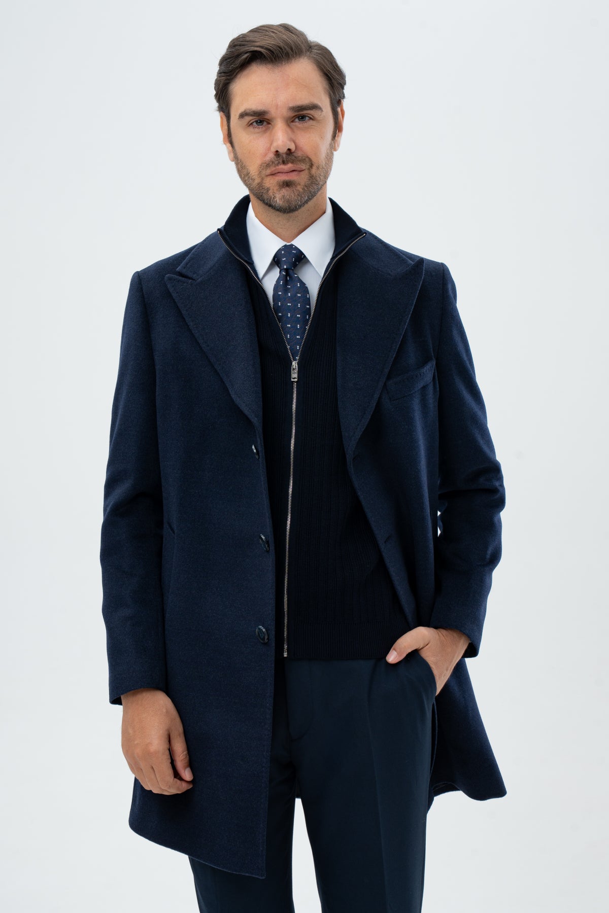 PALTON REGULAR FIT D'S DAMAT - Bleumarin