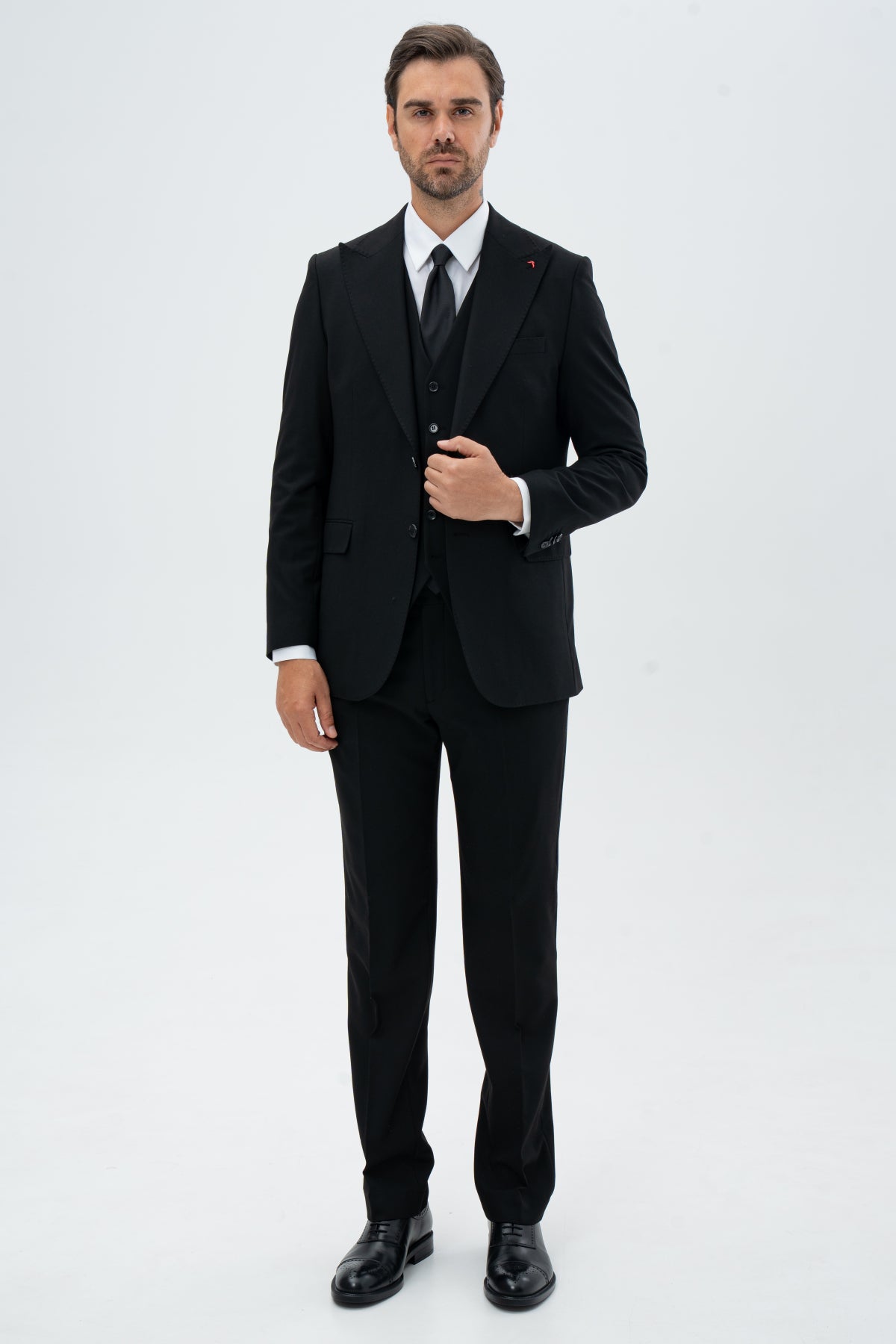 COSTUM CU VESTA REGULAR FIT D'S DAMAT - Negru