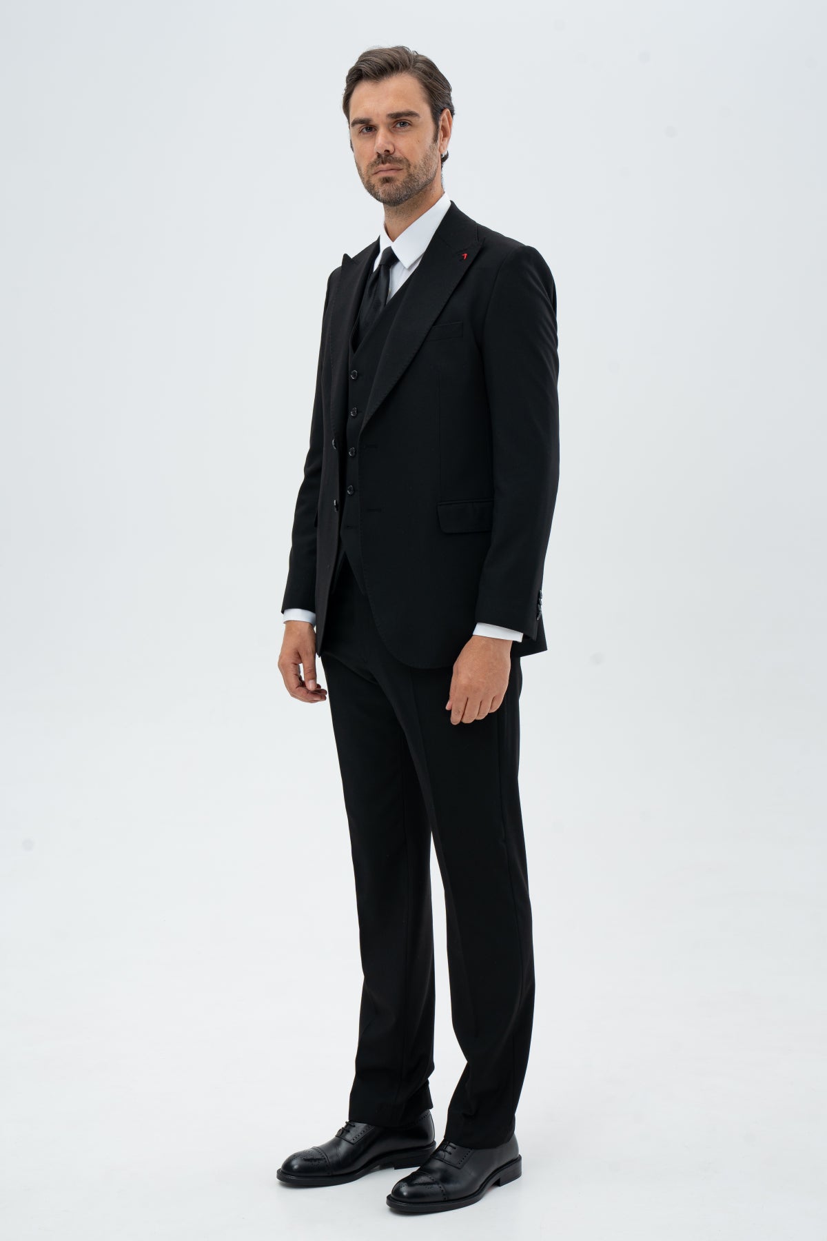 COSTUM CU VESTA REGULAR FIT D'S DAMAT - Negru
