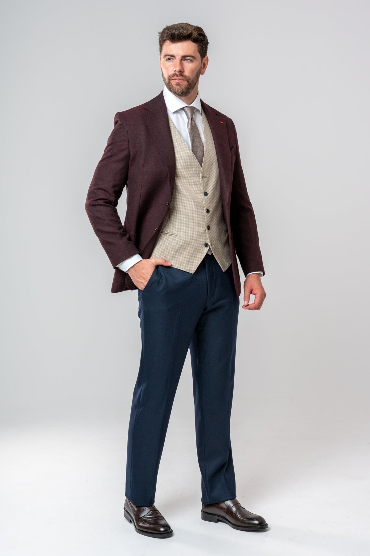 COSTUM CU VESTA SLIM FIT D'S DAMAT - Bordo