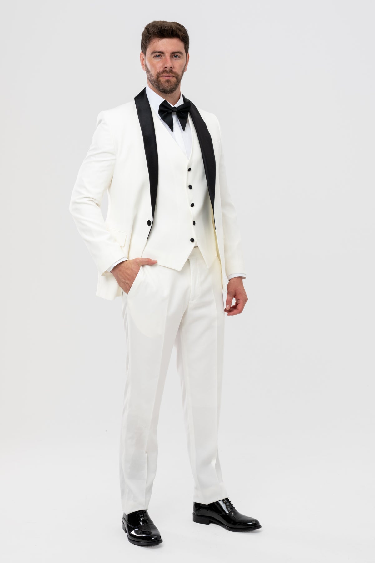COSTUM CU VESTA SLIM FIT D'S DAMAT - Ecru