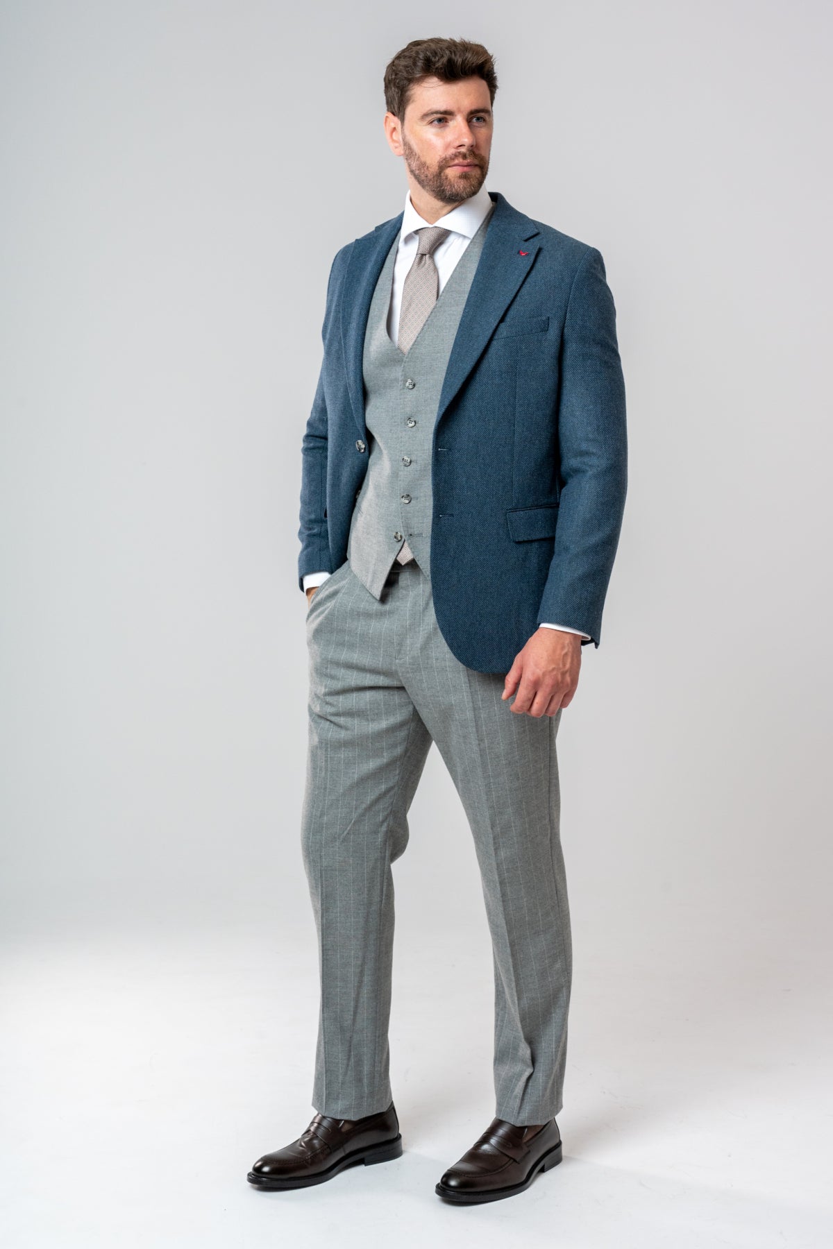 COSTUM CU VESTA SLIM FIT D'S DAMAT - Turcoaz