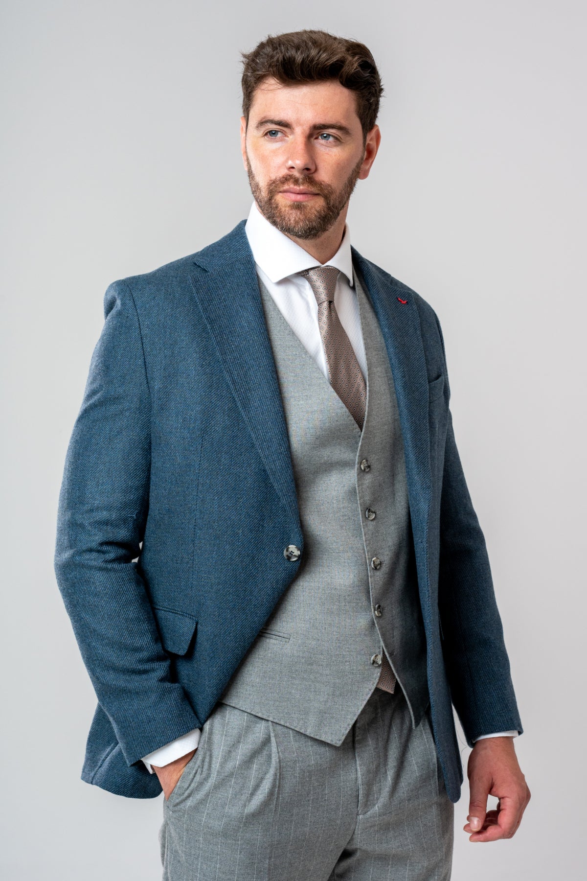 COSTUM CU VESTA SLIM FIT D'S DAMAT - Turcoaz