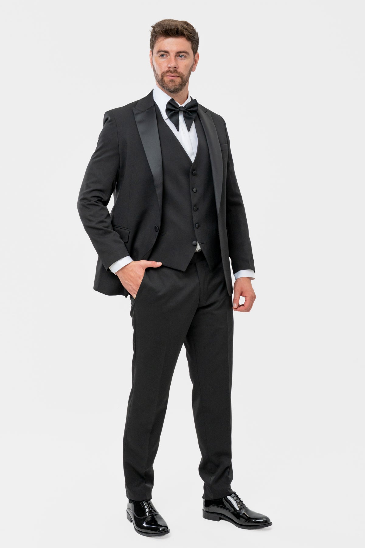 COSTUM CU VESTA SLIM FIT D'S DAMAT - Negru