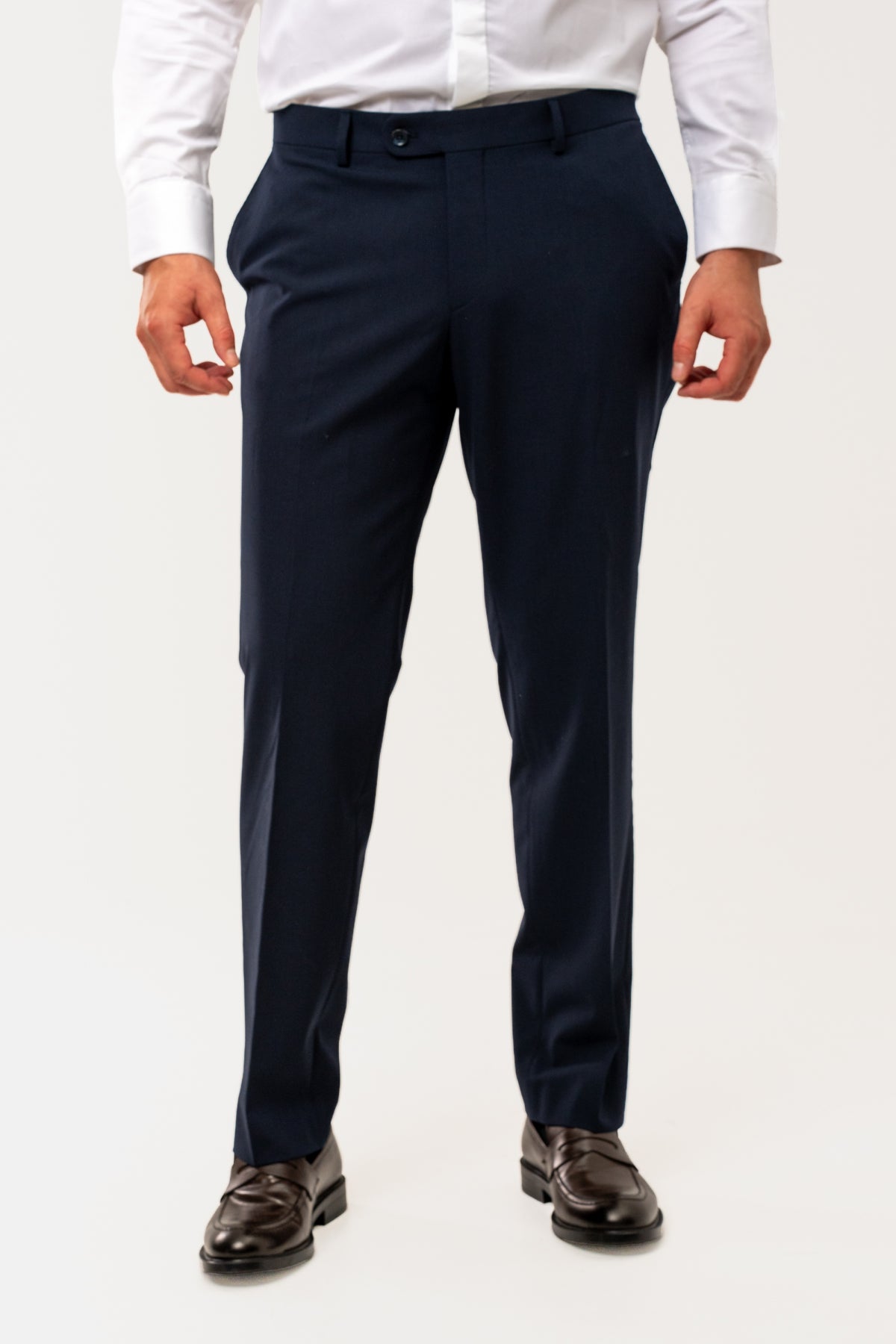 PANTALONI D'S DAMAT REGULAR FIT - Bleumarin