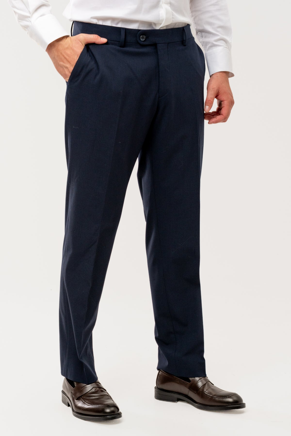 PANTALONI D'S DAMAT REGULAR FIT - Bleumarin