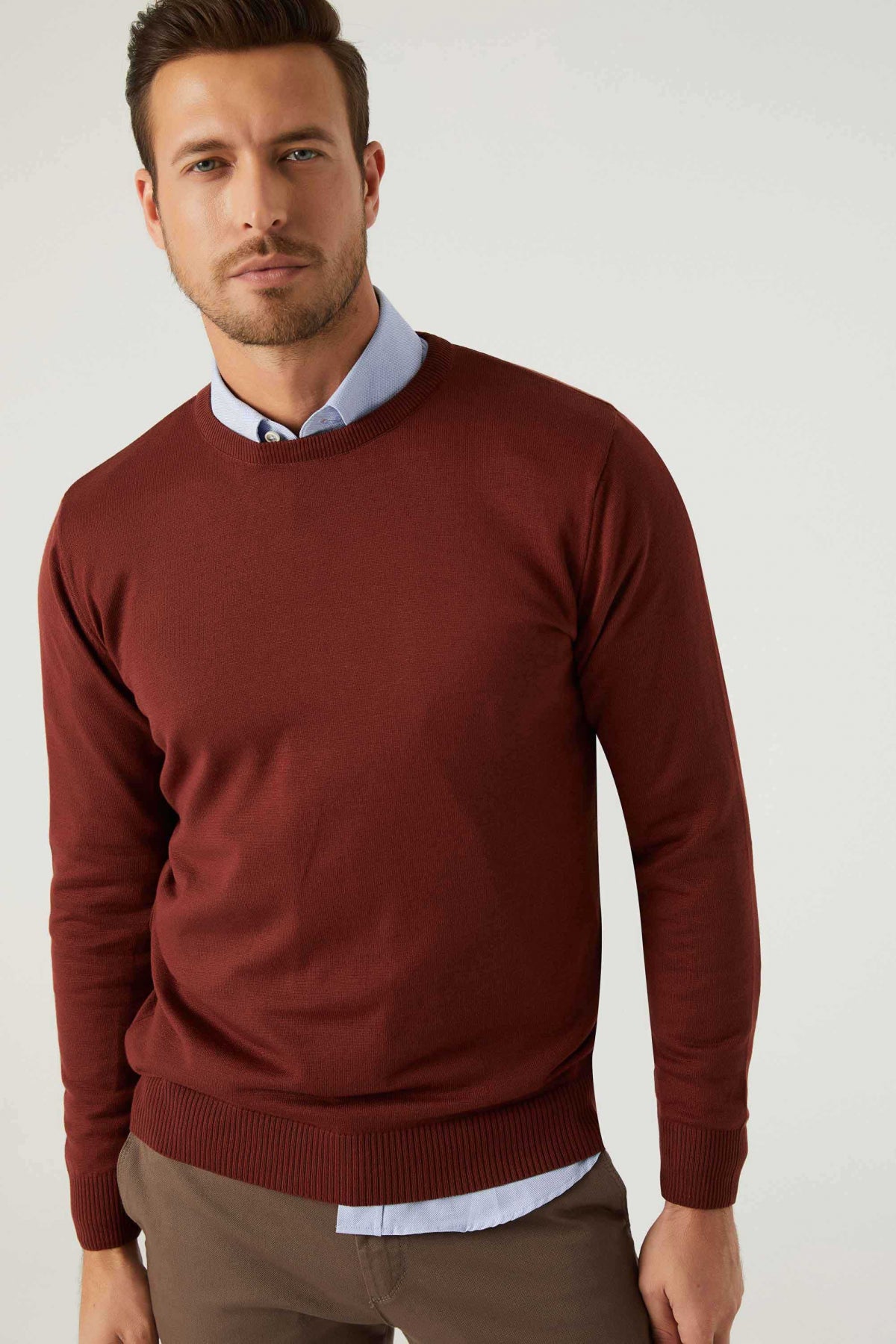PULOVER REGULAR FIT D'S DAMAT - Cărămiziu