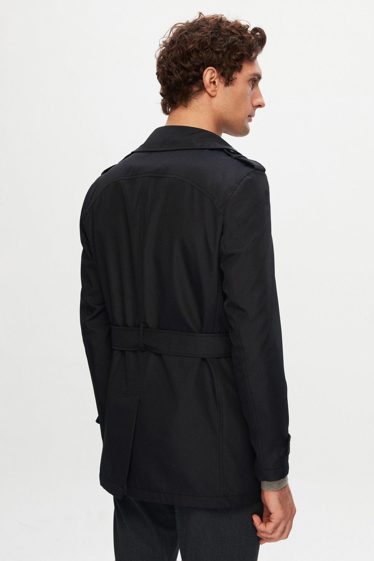 TRENCI REGULAR FIT D'S DAMAT - Negru