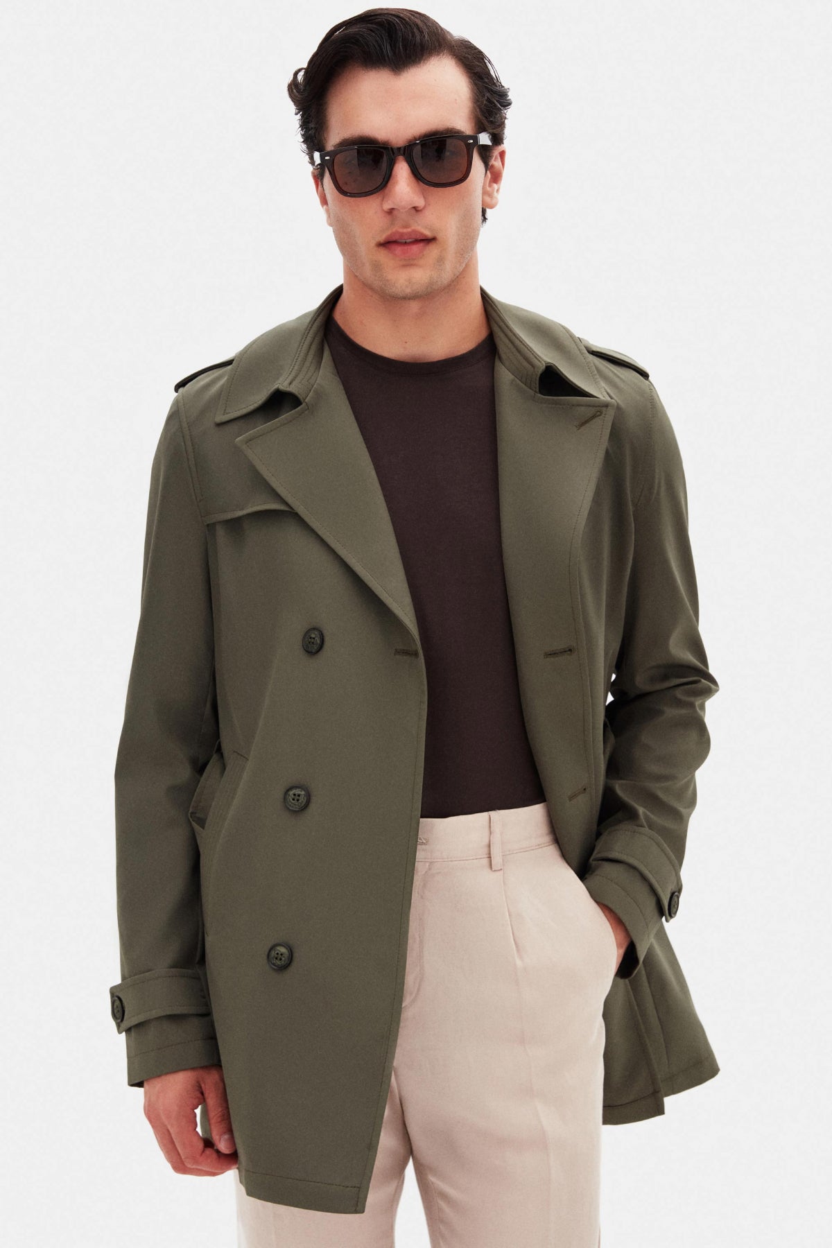 TRENCI REGULAR FIT D'S DAMAT - Kaki Închis