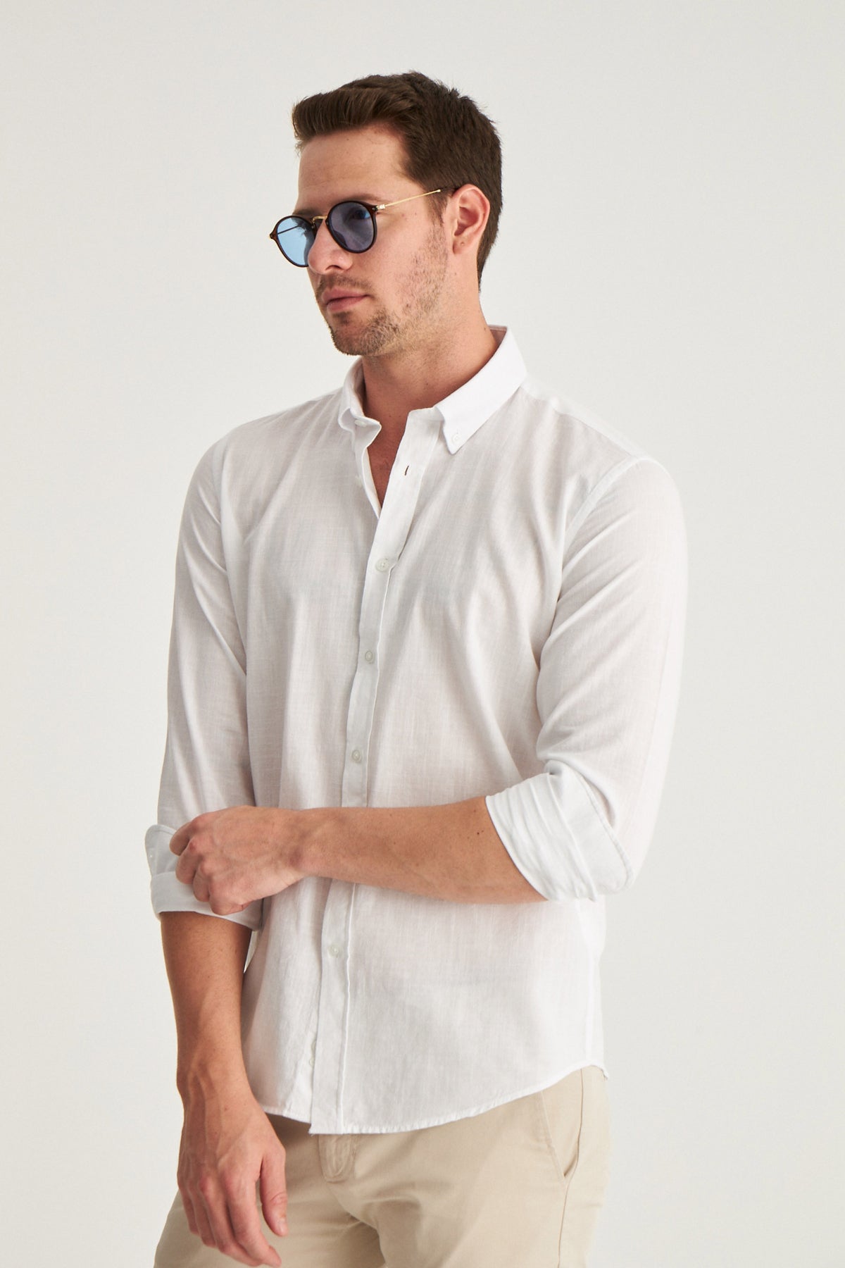 CAMASA D'S DAMAT SLIM FIT - Alb