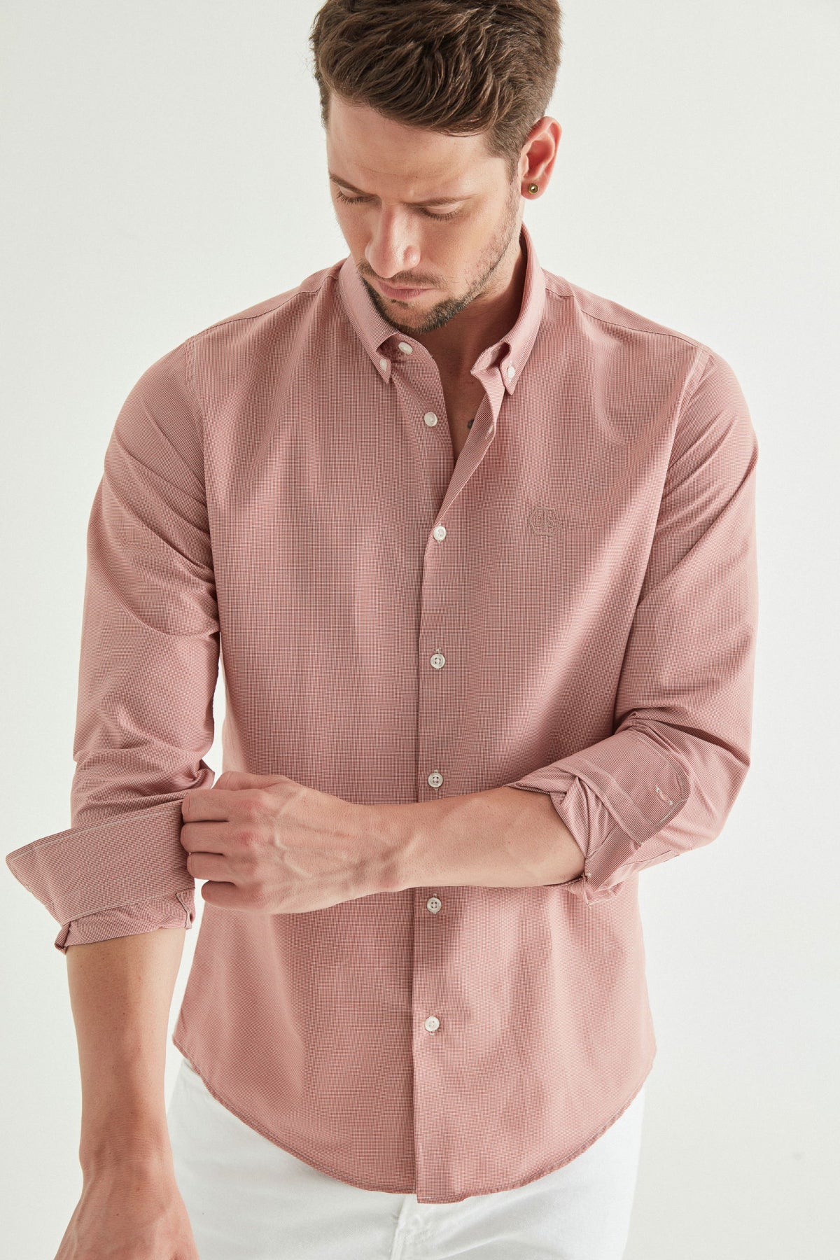 CAMASA CASUAL SLIM FIT D'S DAMAT - Portocaliu