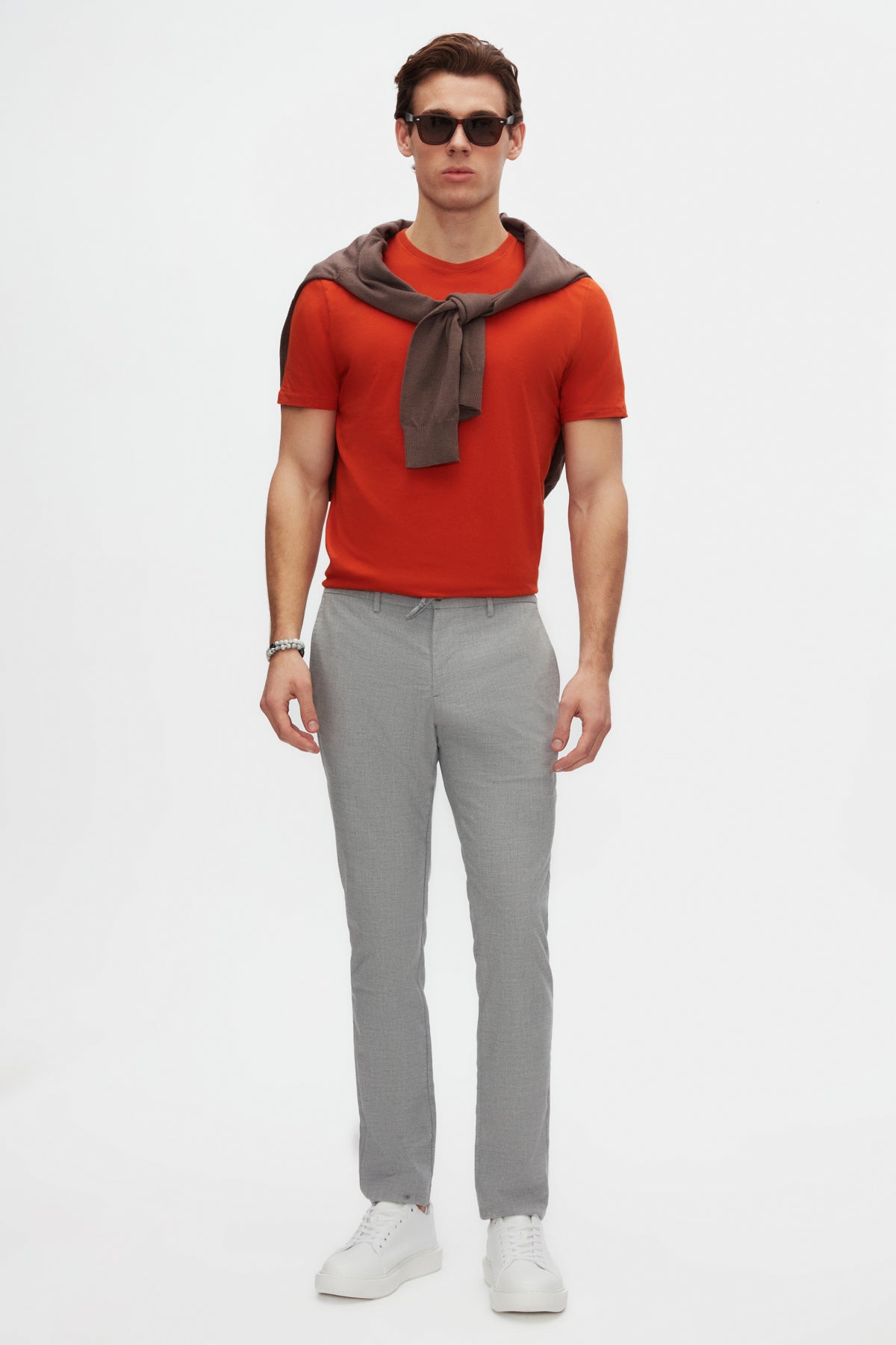 TRICOU SLIM FIT D'S DAMAT - Cărămiziu