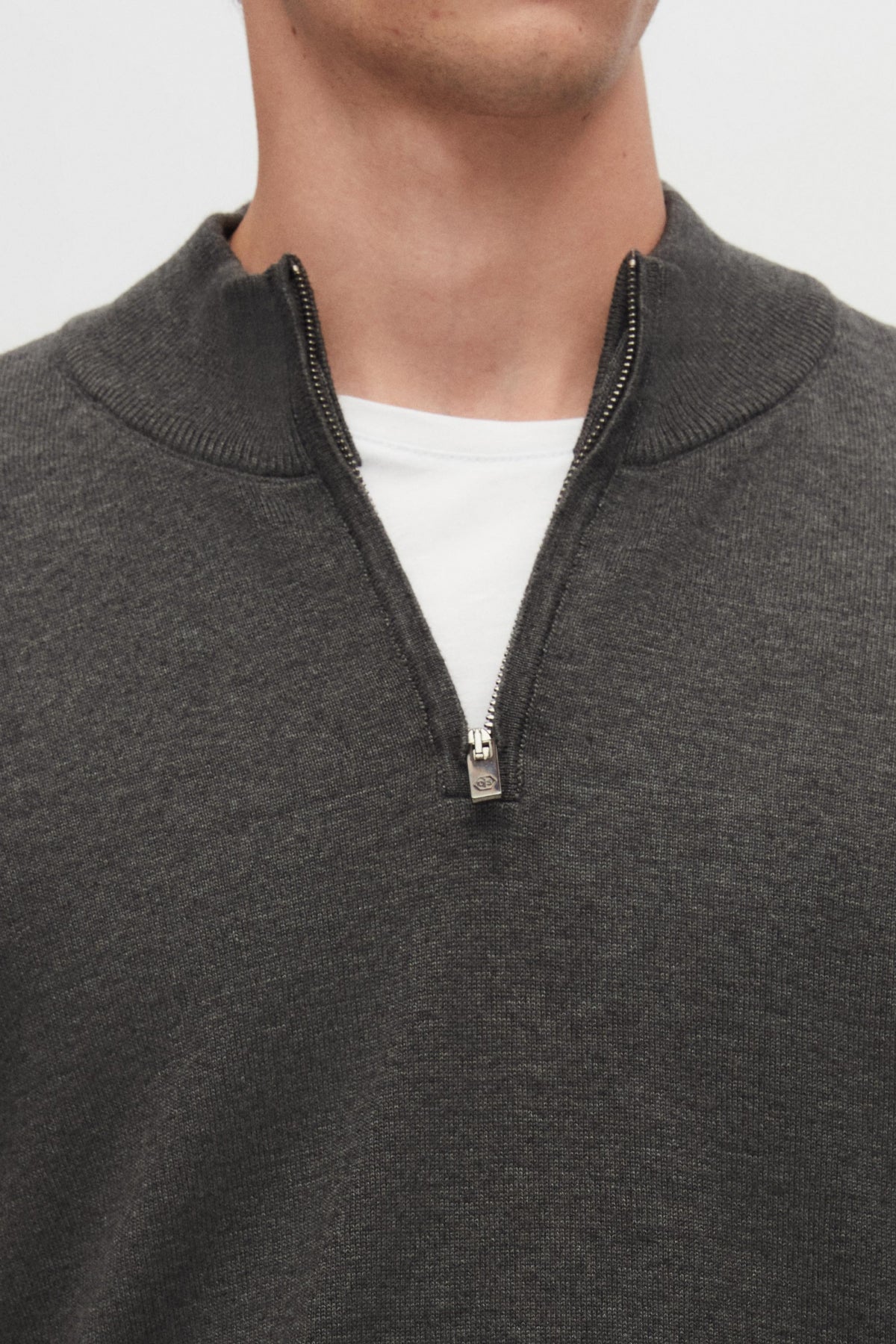 PULOVER CU FERMOAR SLIM FIT D'S DAMAT - Antracit