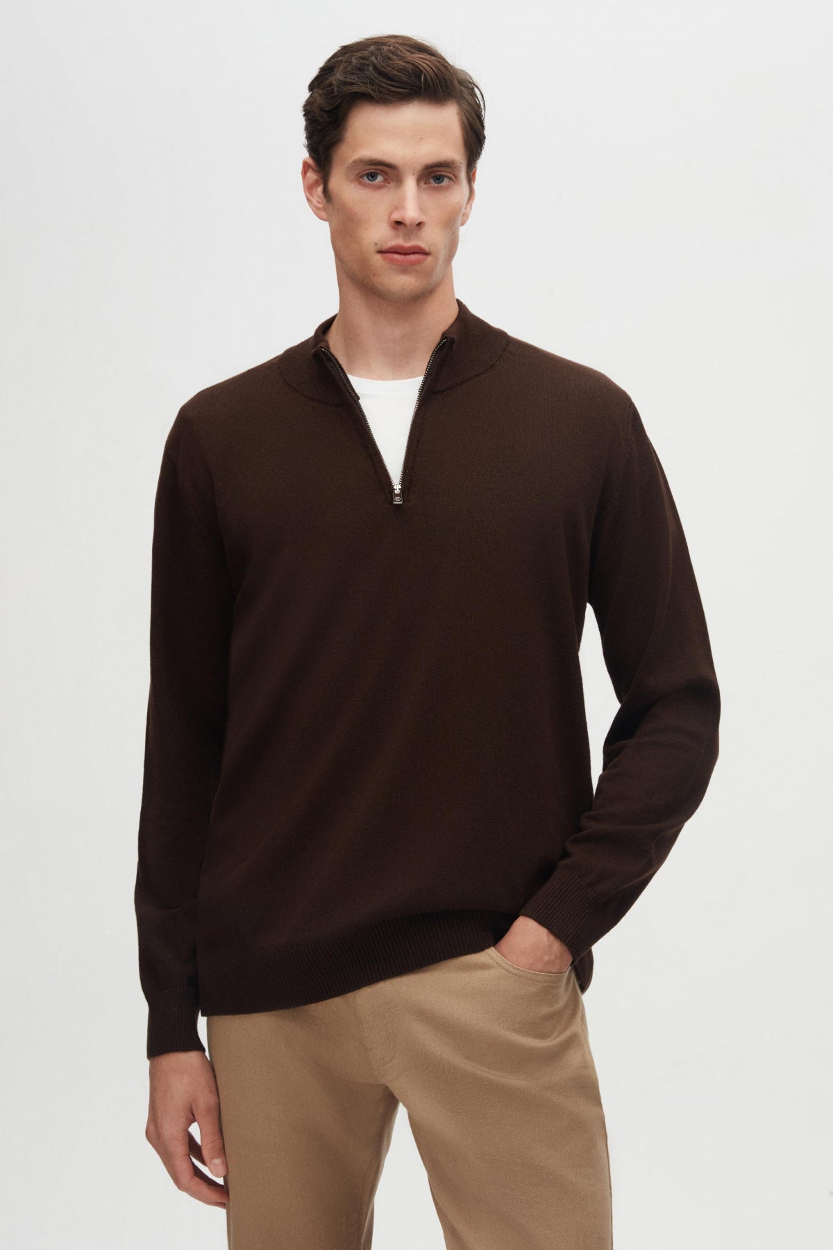 PULOVER CU FERMOAR SLIM FIT D'S DAMAT - Maro