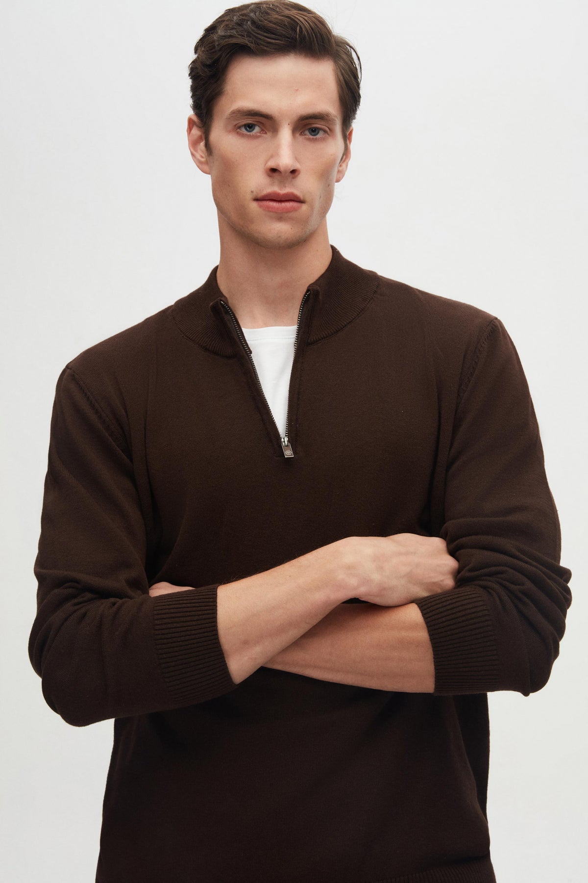 PULOVER CU FERMOAR SLIM FIT D'S DAMAT - Maro