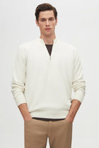 PULOVER CU FERMOAR SLIM FIT D'S DAMAT - Ecru