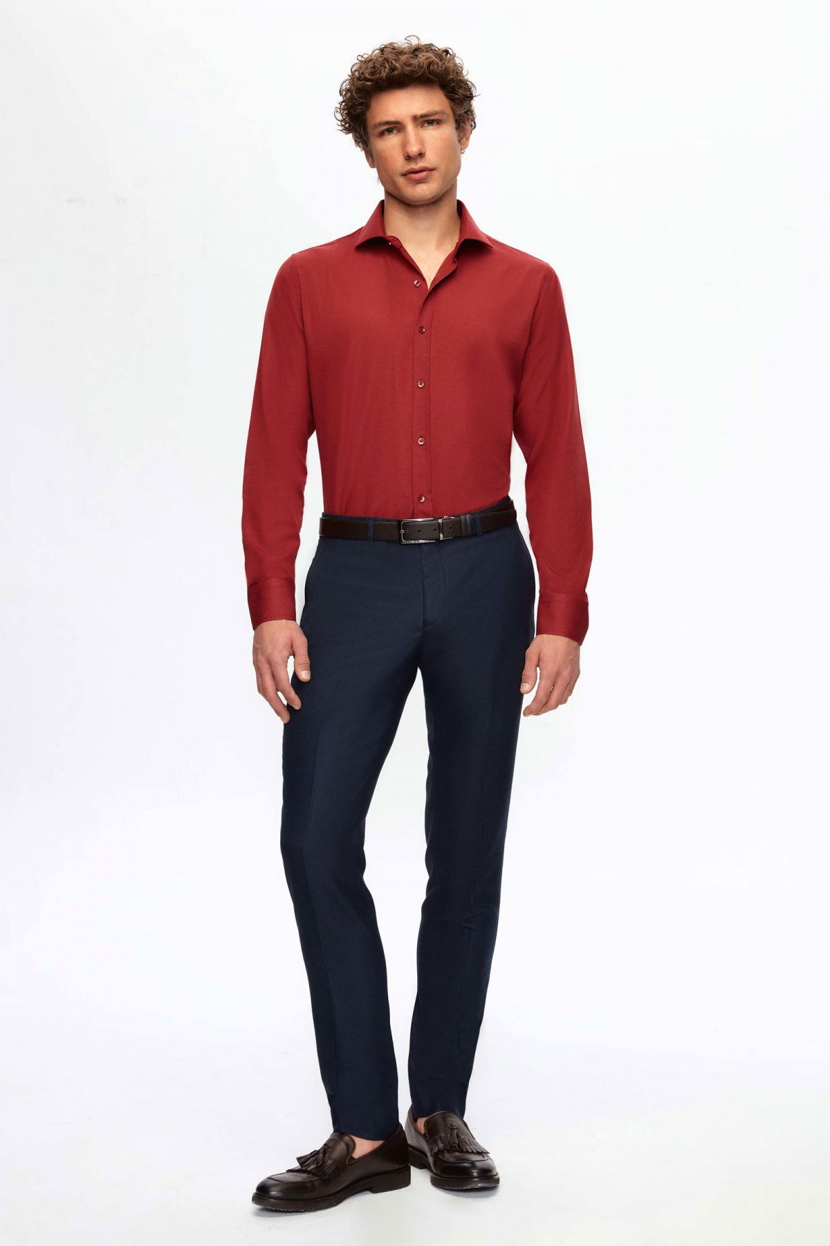 CAMASA SLIM FIT D'S DAMAT - Bordo