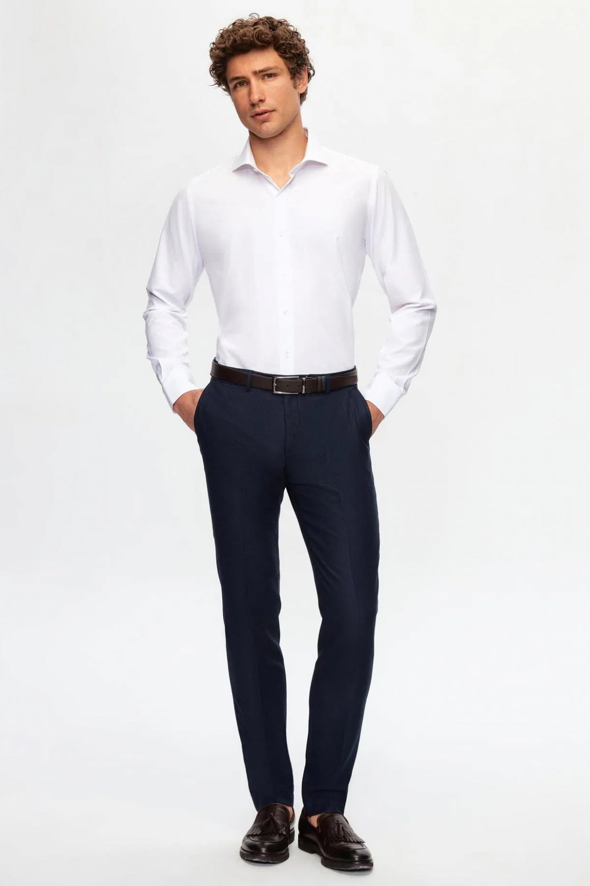 CAMASA SLIM FIT D'S DAMAT - Alb