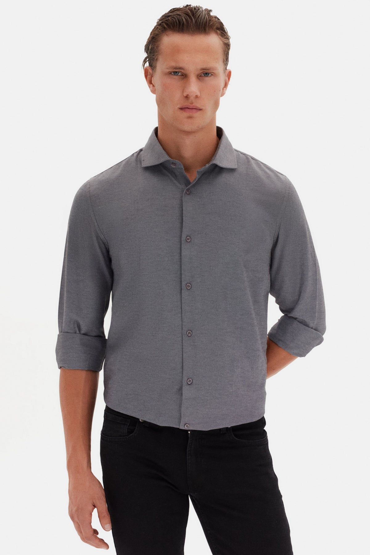 CAMASA SLIM FIT D'S DAMAT - Antracit