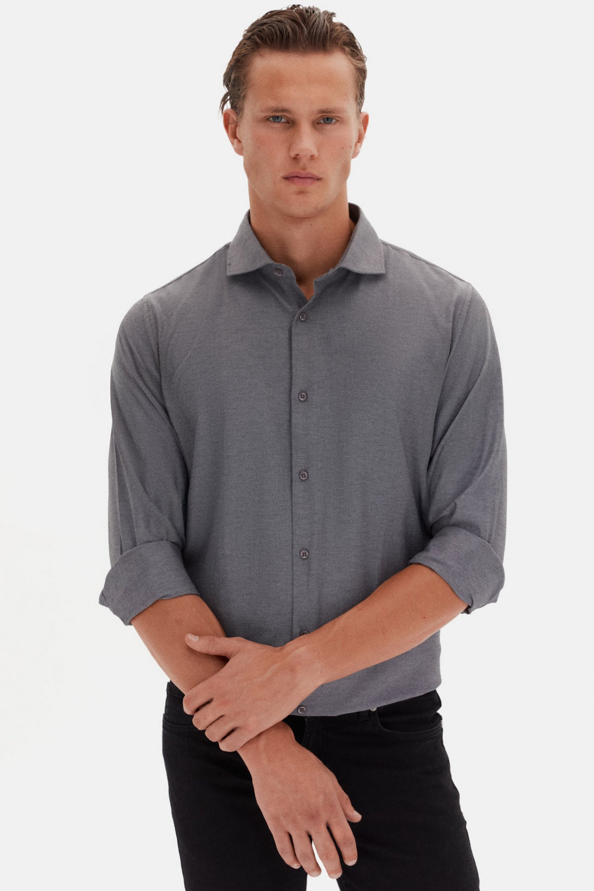 CAMASA SLIM FIT D'S DAMAT - Antracit
