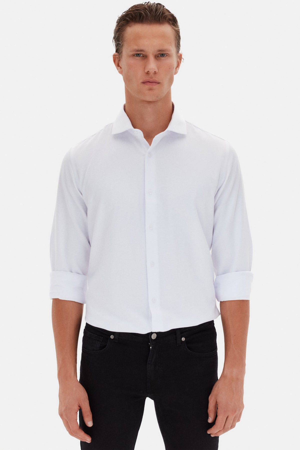 CAMASA SLIM FIT D'S DAMAT - Alb