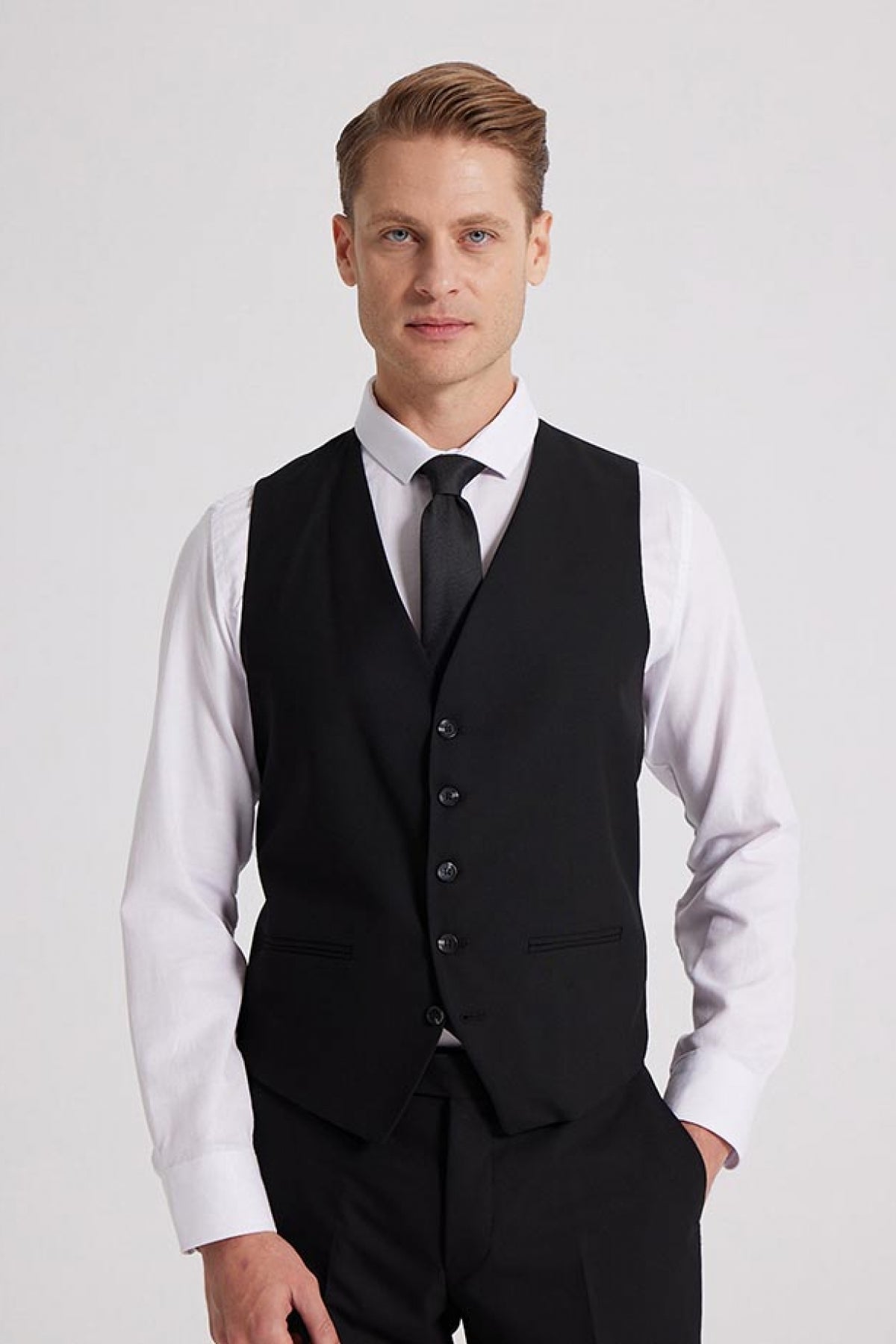 COSTUM CU VESTA SLIM FIT D'S DAMAT - Negru