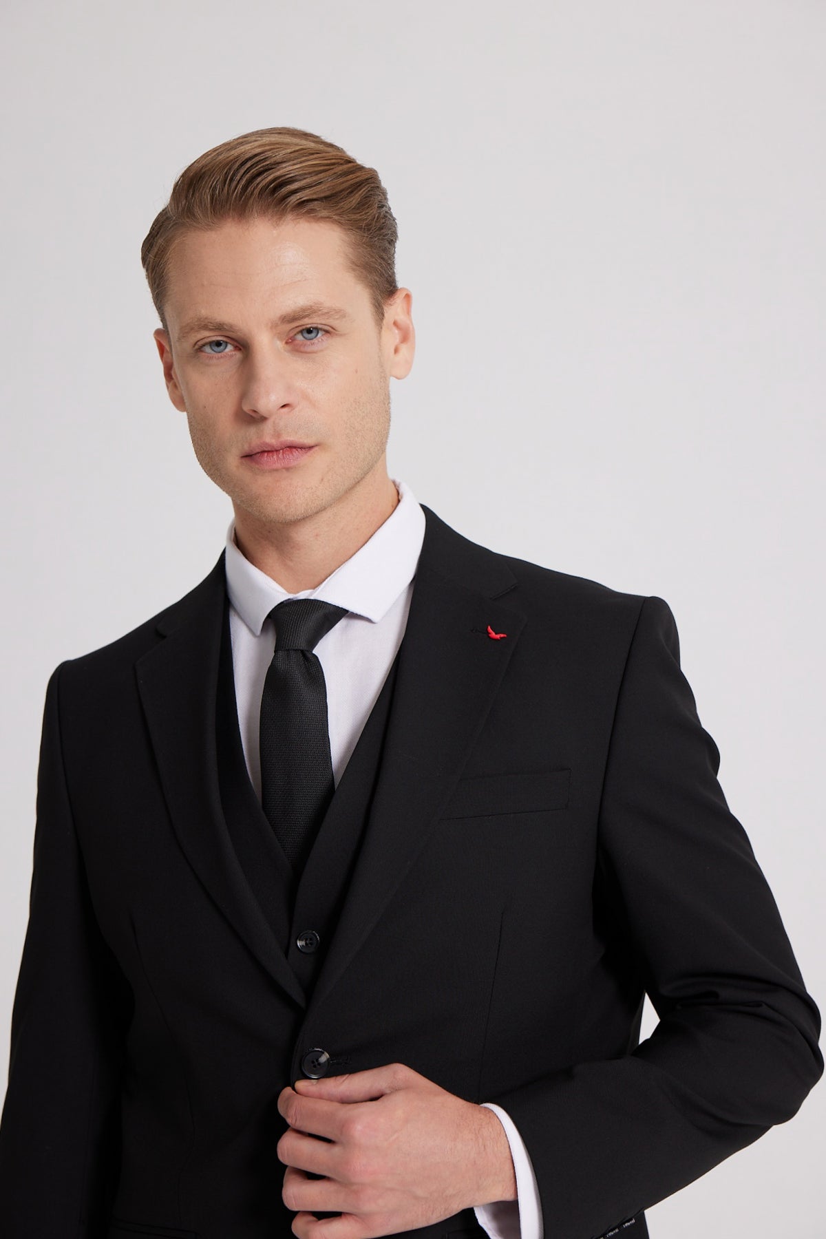 COSTUM CU VESTA SLIM FIT D'S DAMAT - Negru