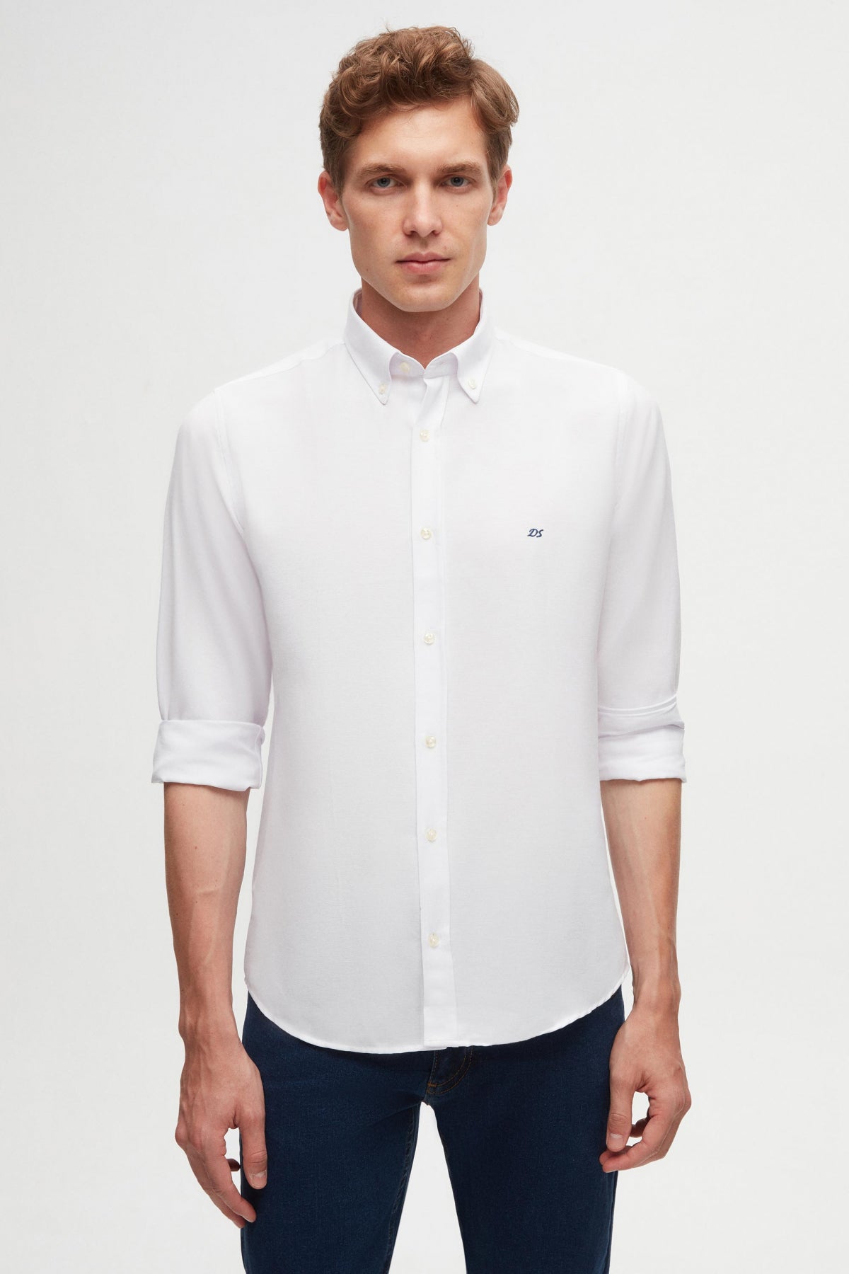 CAMASA SLIM FIT D'S DAMAT - Alb