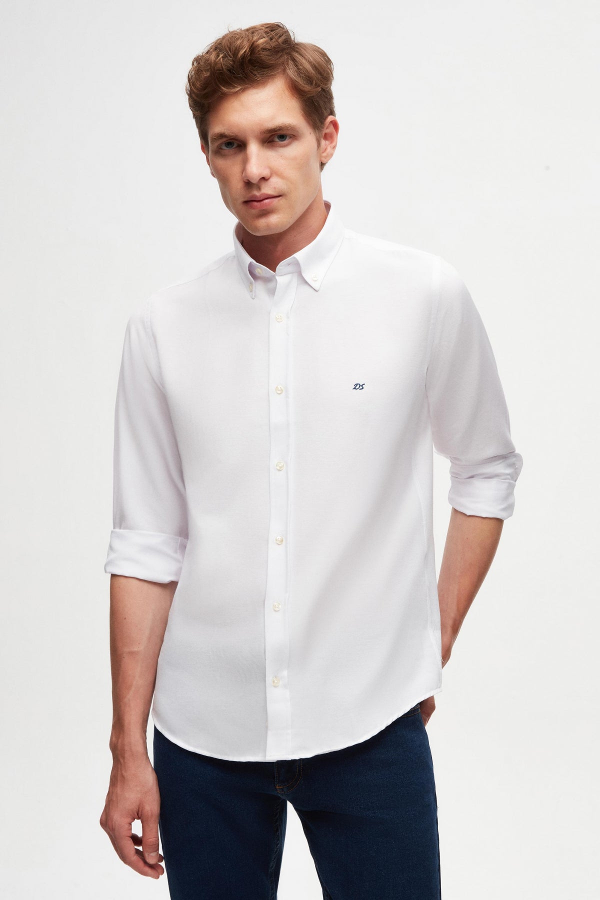 CAMASA SLIM FIT D'S DAMAT - Alb