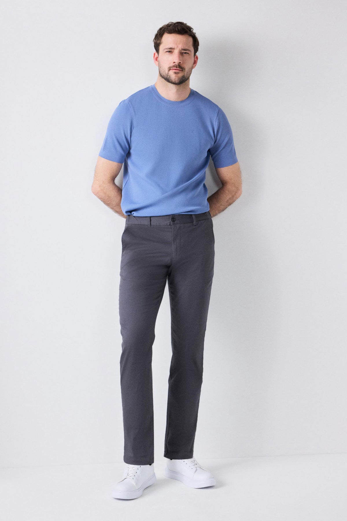 PANTALONI CHINO SLIM FIT D'S DAMAT - Antracit