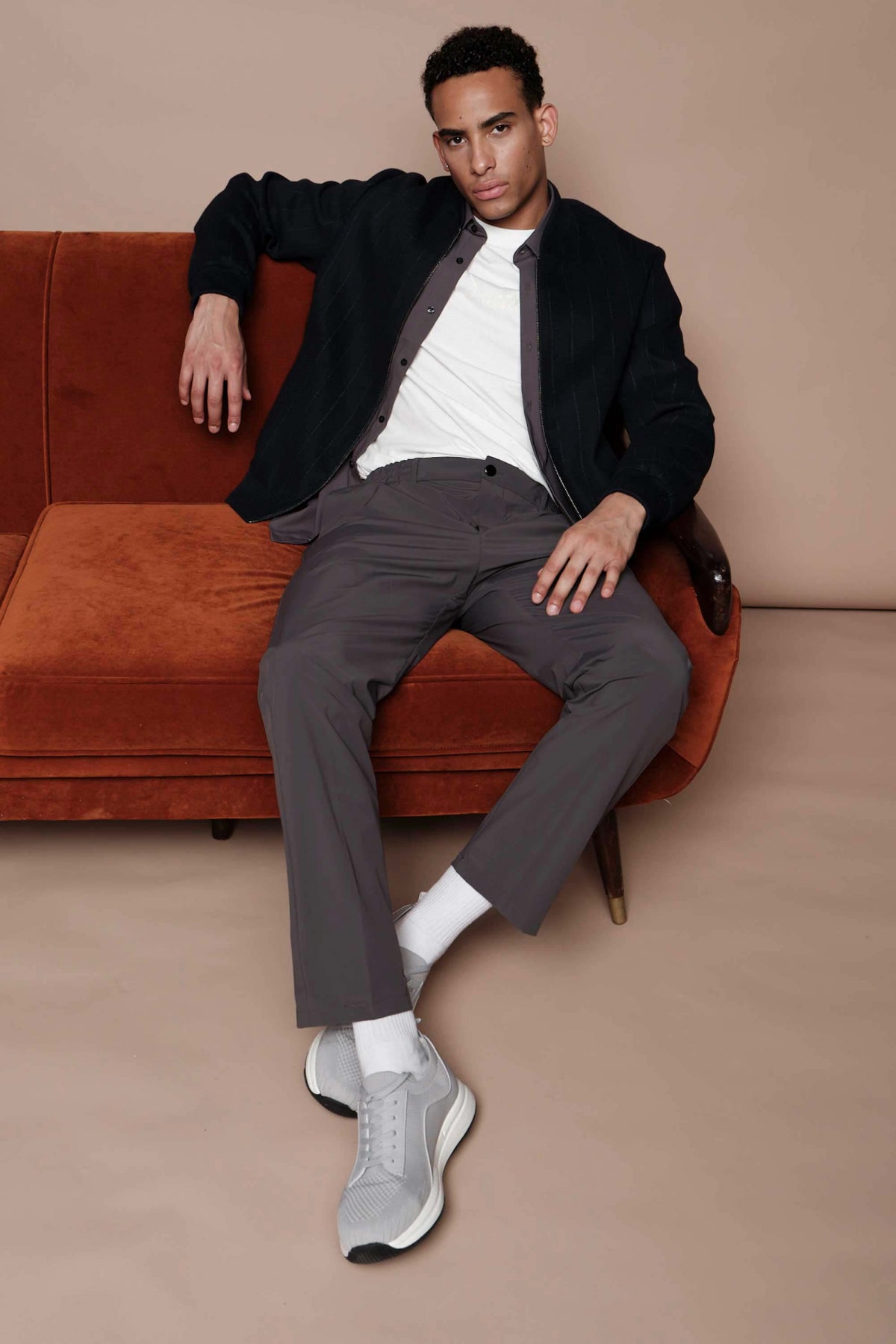 PANTALONI CASUAL SLIM FIT D'S DAMAT - Antracit