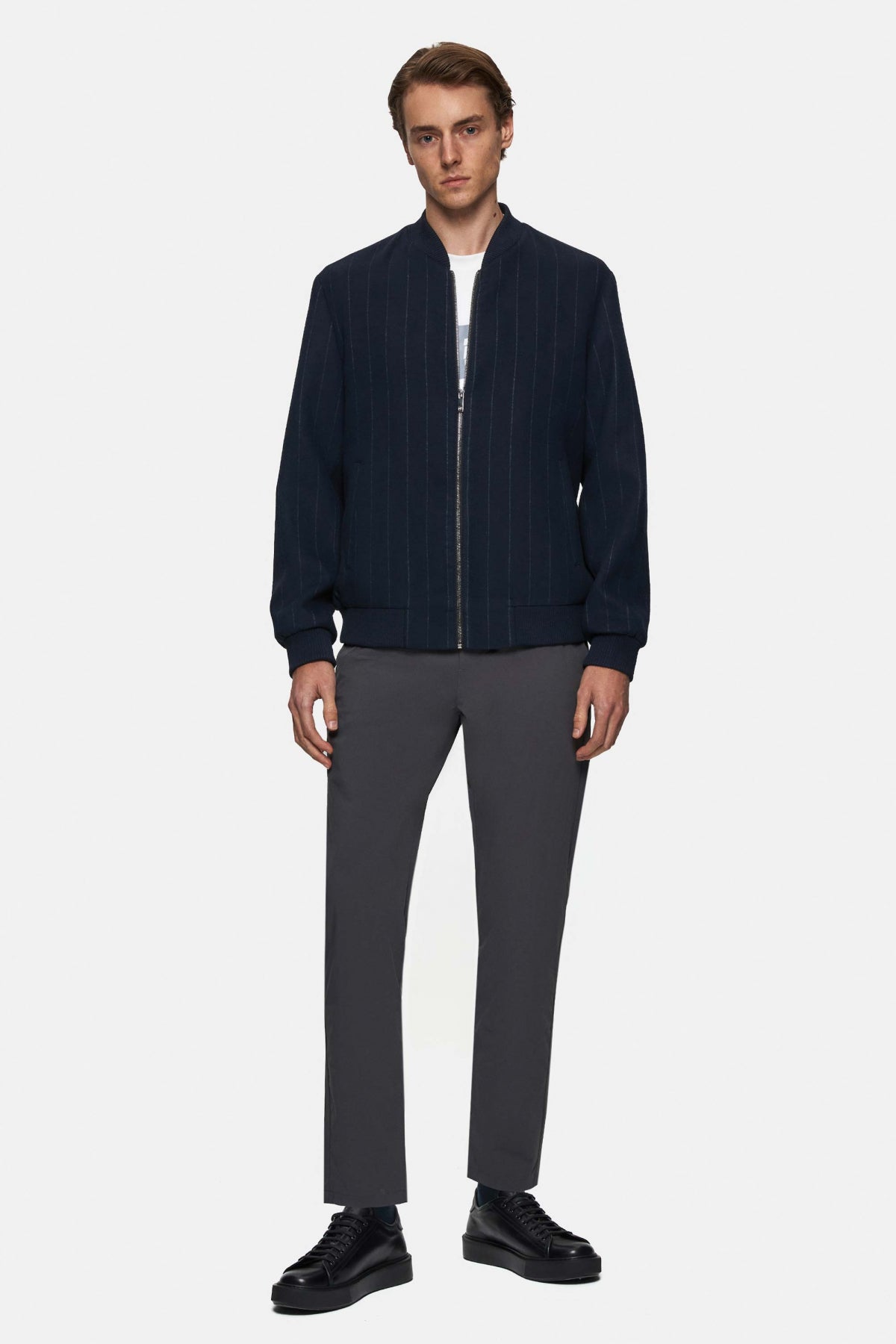 PANTALONI CASUAL SLIM FIT D'S DAMAT - Antracit