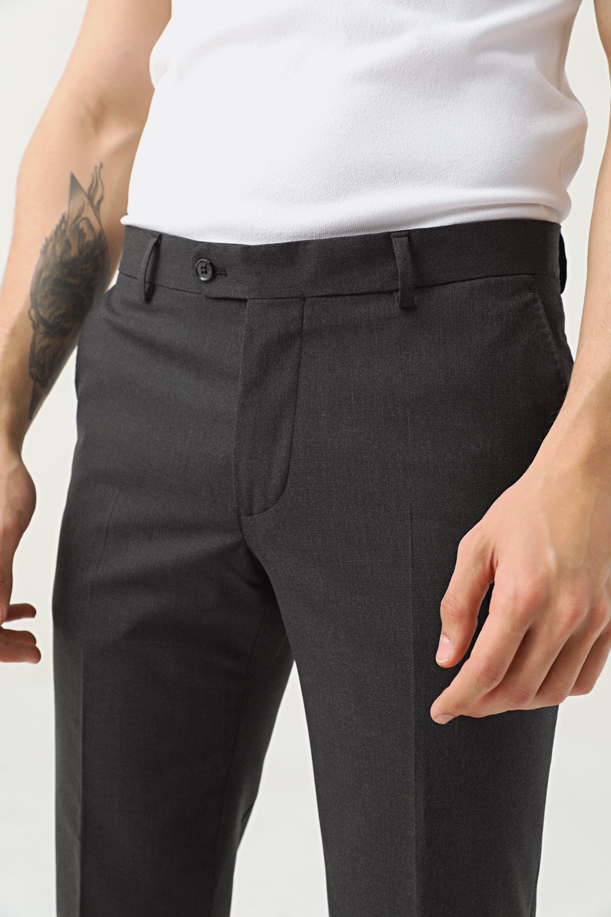 PANTALONI D'S DAMAT REGULAR FIT - Antracit