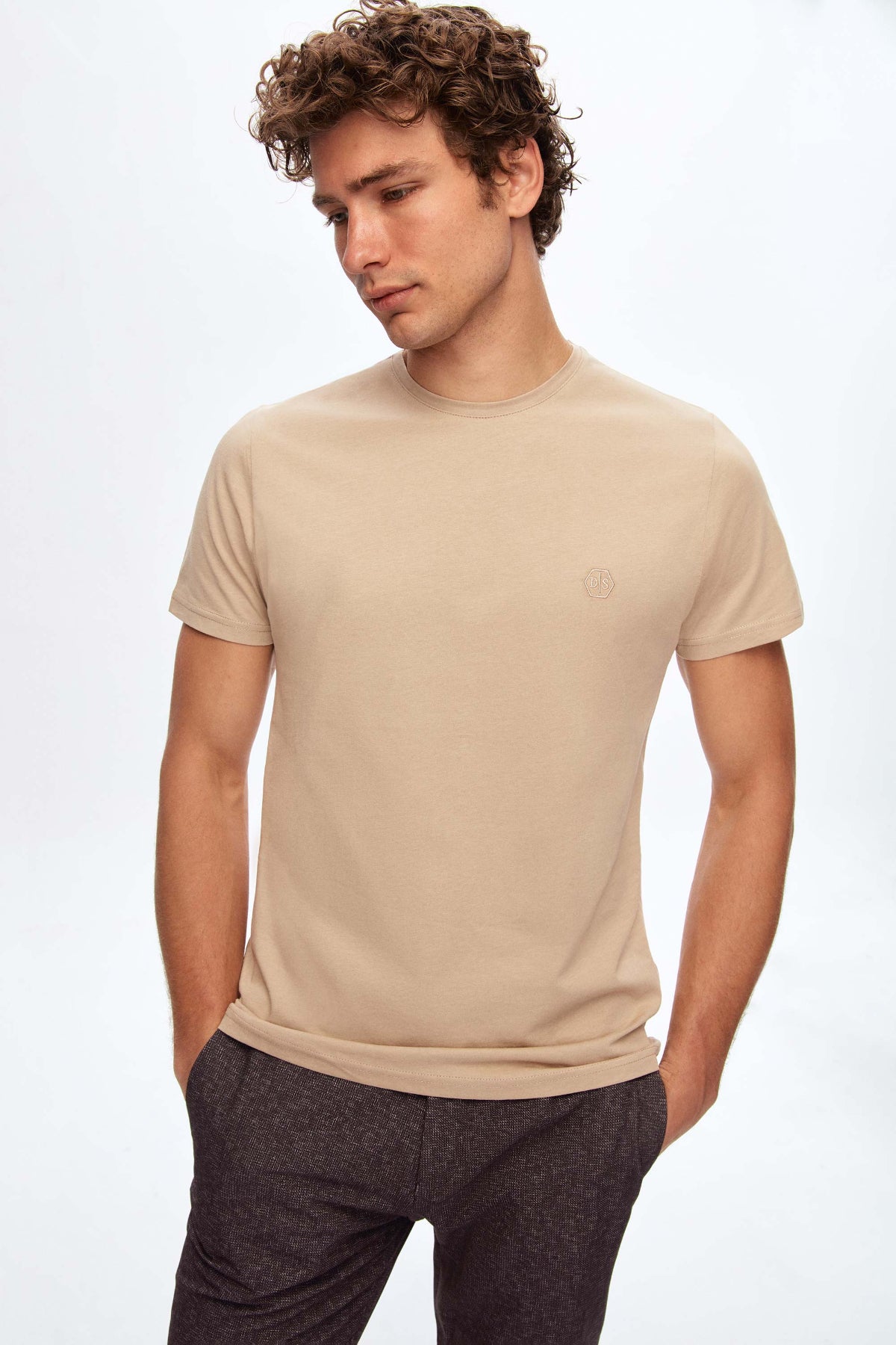 TRICOU SLIM FIT D'S DAMAT - Bej